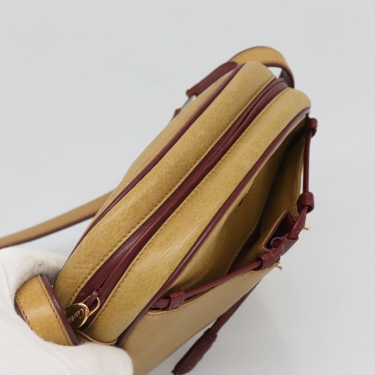 CARTIER Shoulder Bag Leather Yellow Gold Auth BA2511
