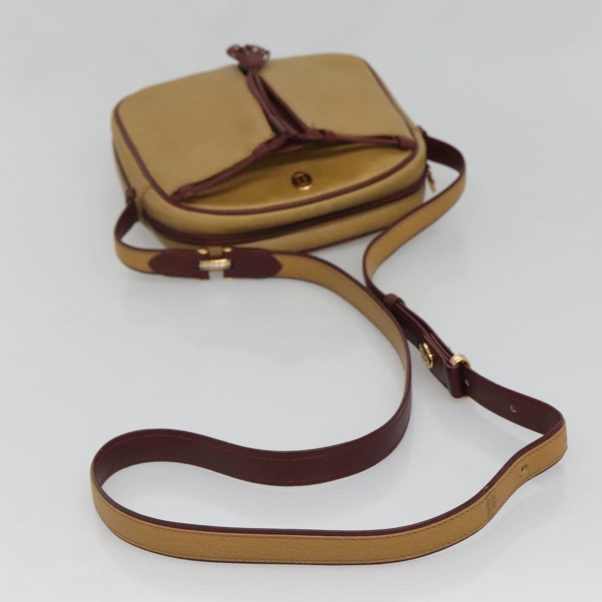 CARTIER Shoulder Bag Leather Yellow Gold Auth BA2511