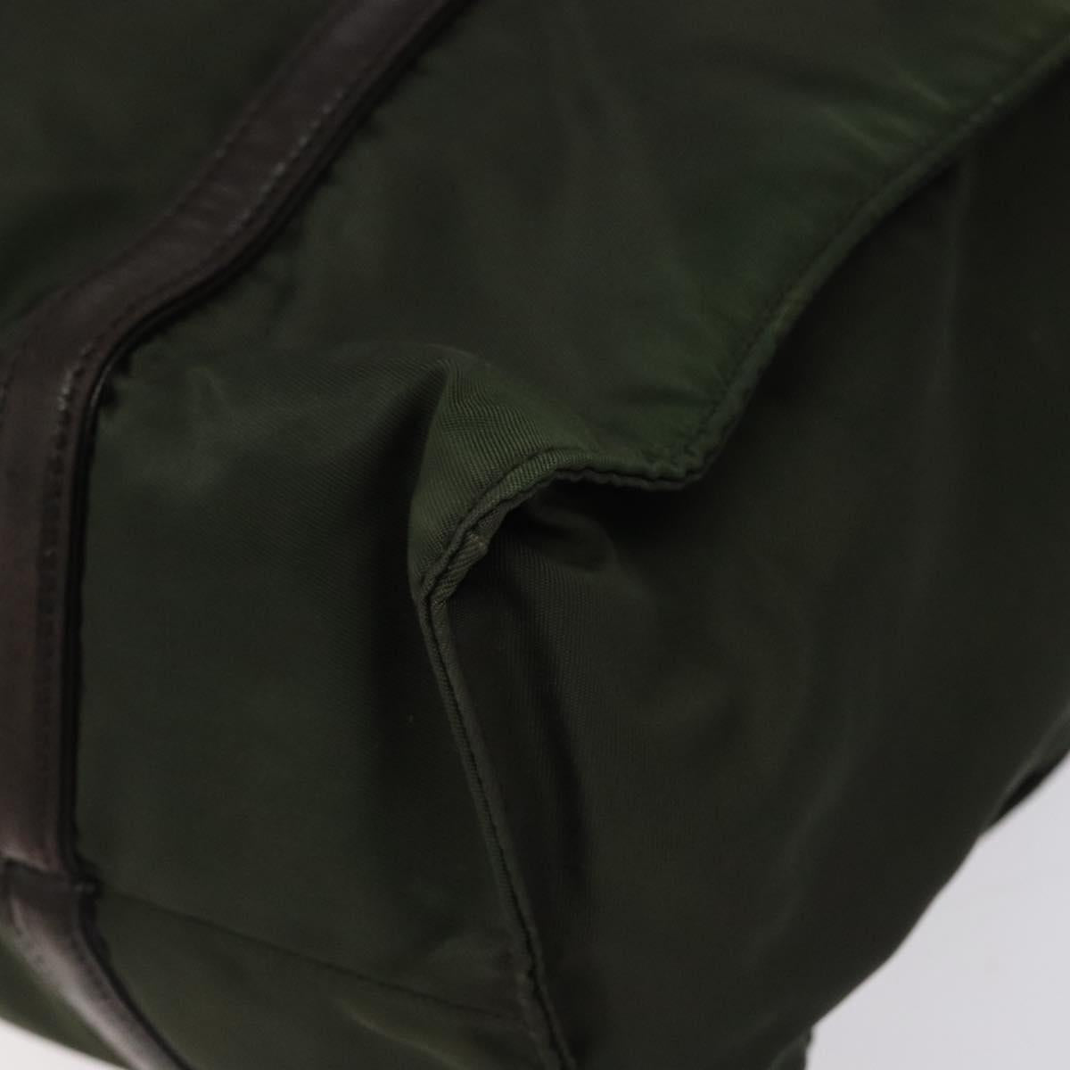 PRADA Shoulder Bag Nylon Green Silver Auth BA2512