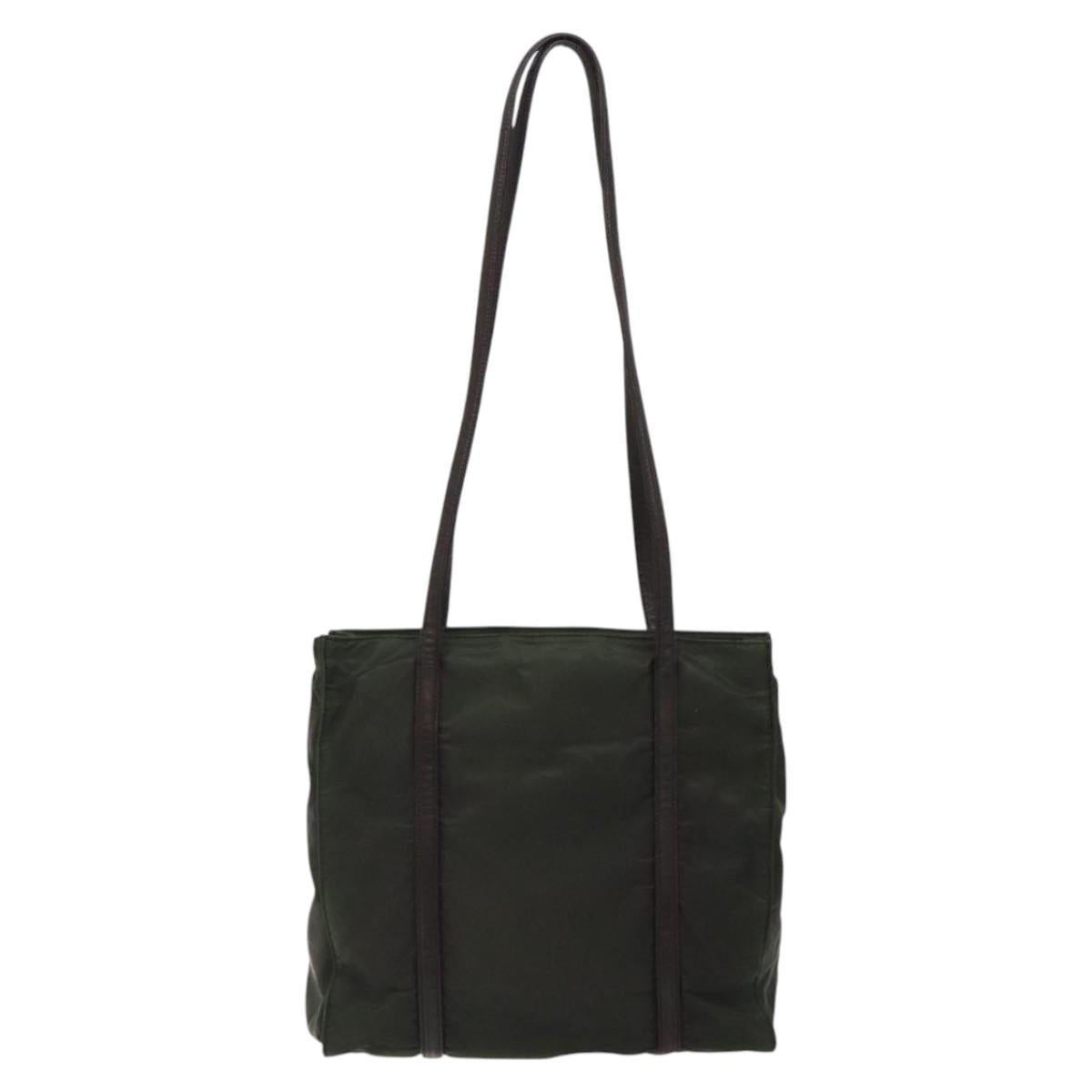 PRADA Shoulder Bag Nylon Green Silver Auth BA2512