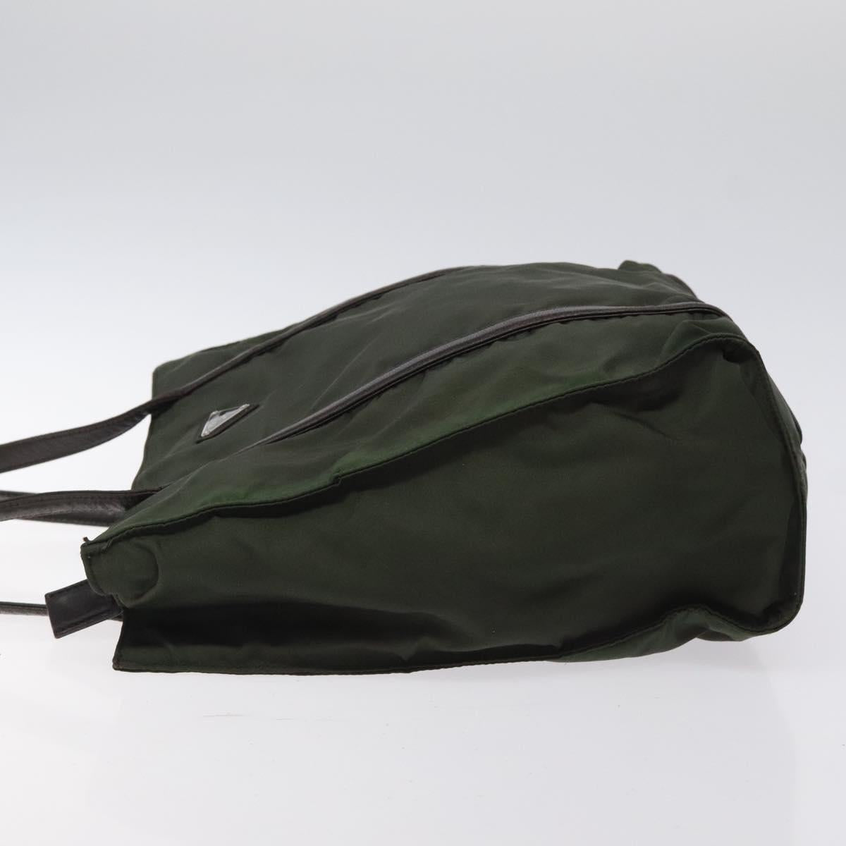 PRADA Shoulder Bag Nylon Green Silver Auth BA2512