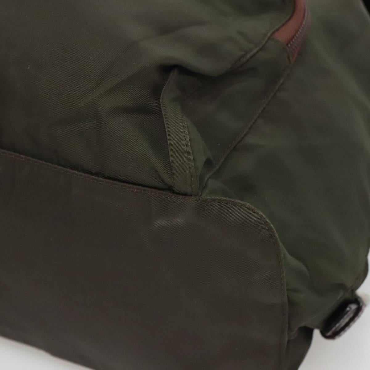 PRADA Backpack Nylon Khaki Silver Auth BA2515