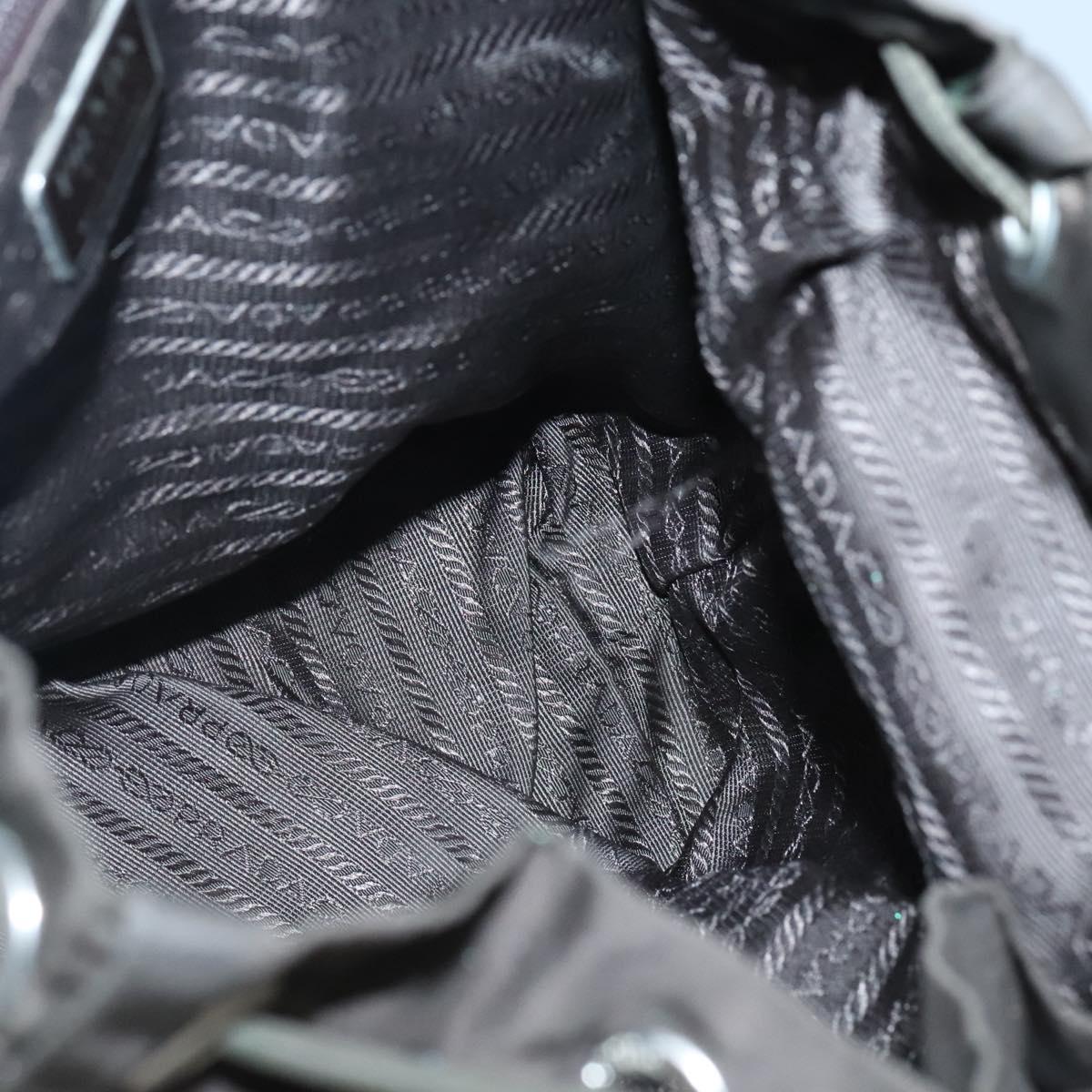 PRADA Backpack Nylon Khaki Silver Auth BA2515