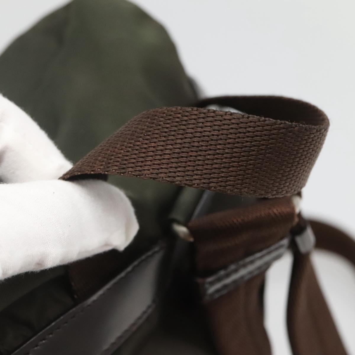 PRADA Backpack Nylon Khaki Silver Auth BA2515