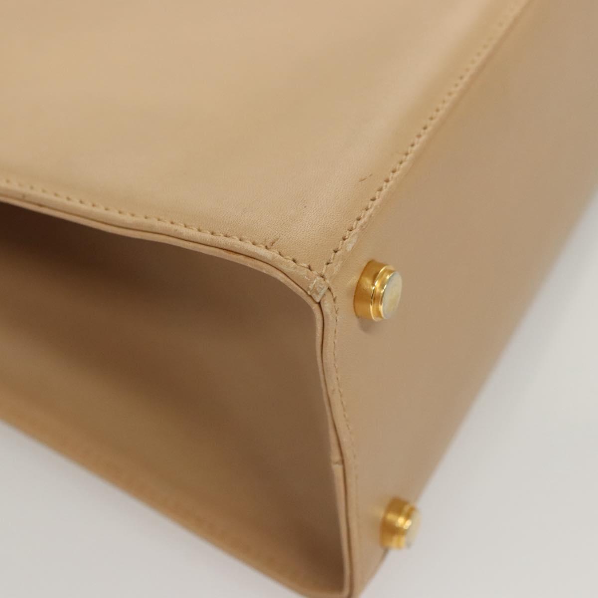 Salvatore Ferragamo Hand Bag Leather Beige Gold Auth BA2524