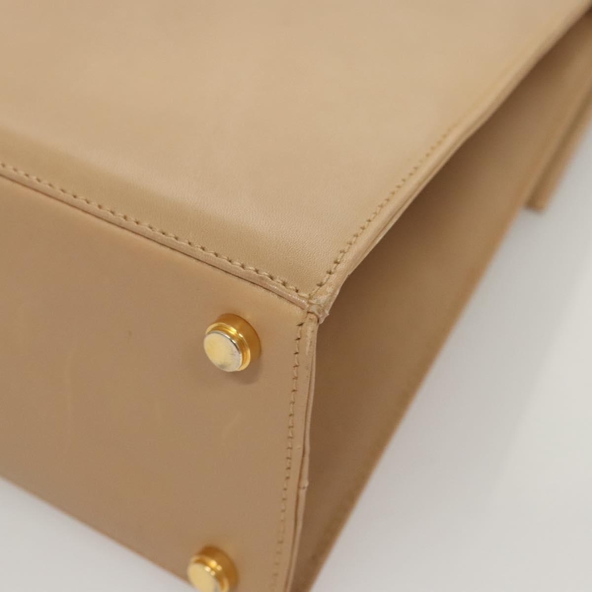 Salvatore Ferragamo Hand Bag Leather Beige Gold Auth BA2524