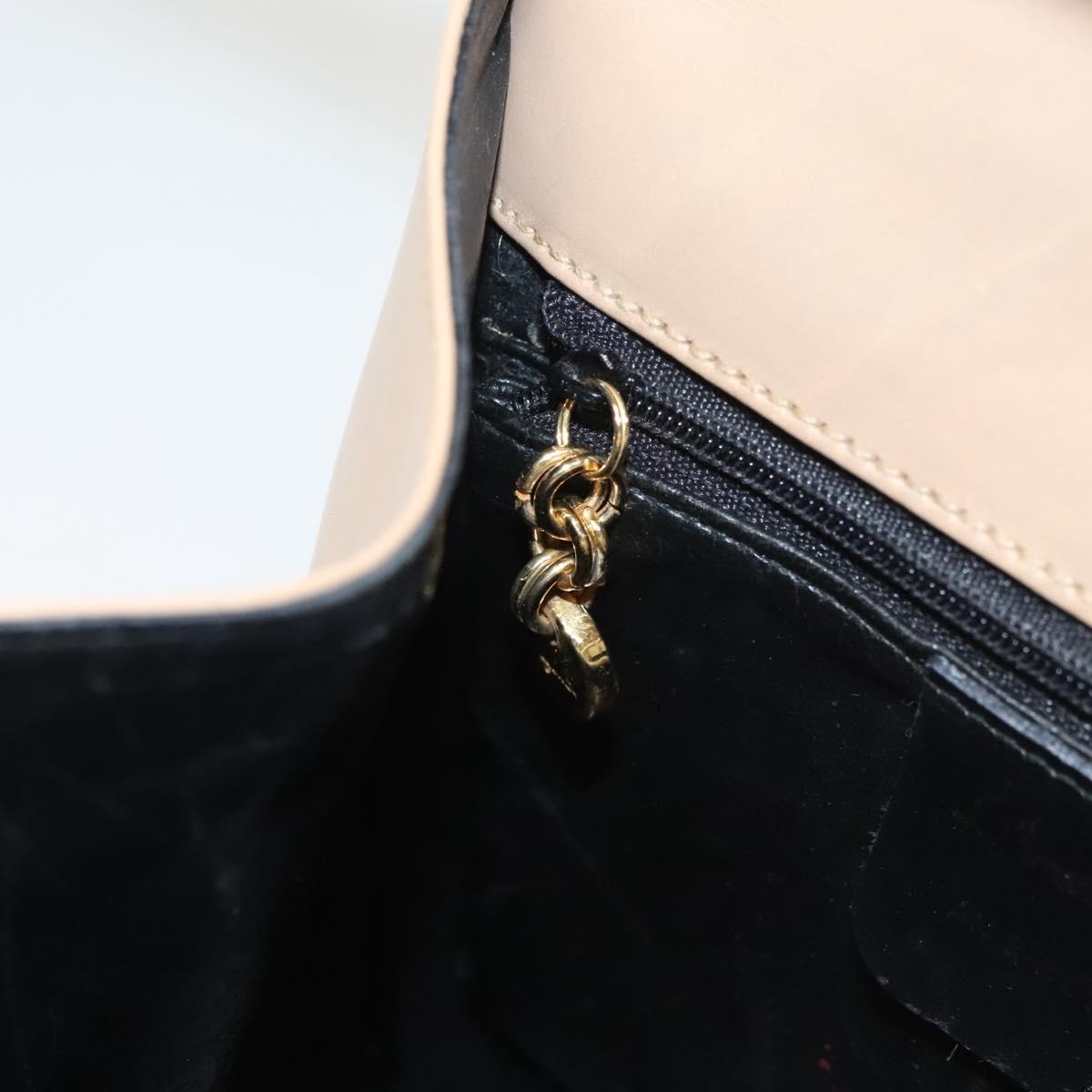 Salvatore Ferragamo Hand Bag Leather Beige Gold Auth BA2524