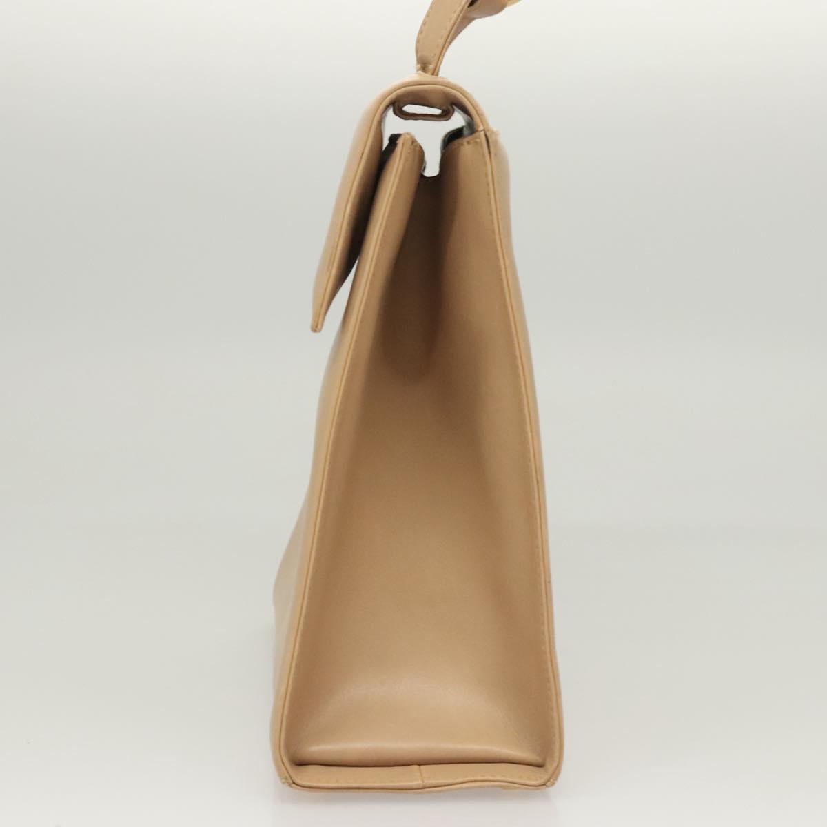 Salvatore Ferragamo Hand Bag Leather Beige Gold Auth BA2524