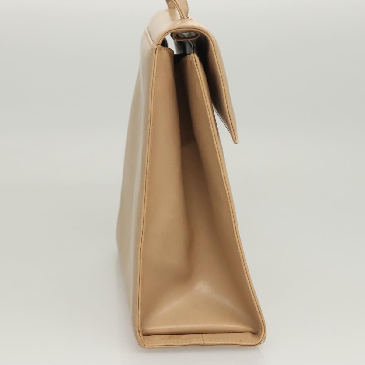 Salvatore Ferragamo Hand Bag Leather Beige Gold Auth BA2524