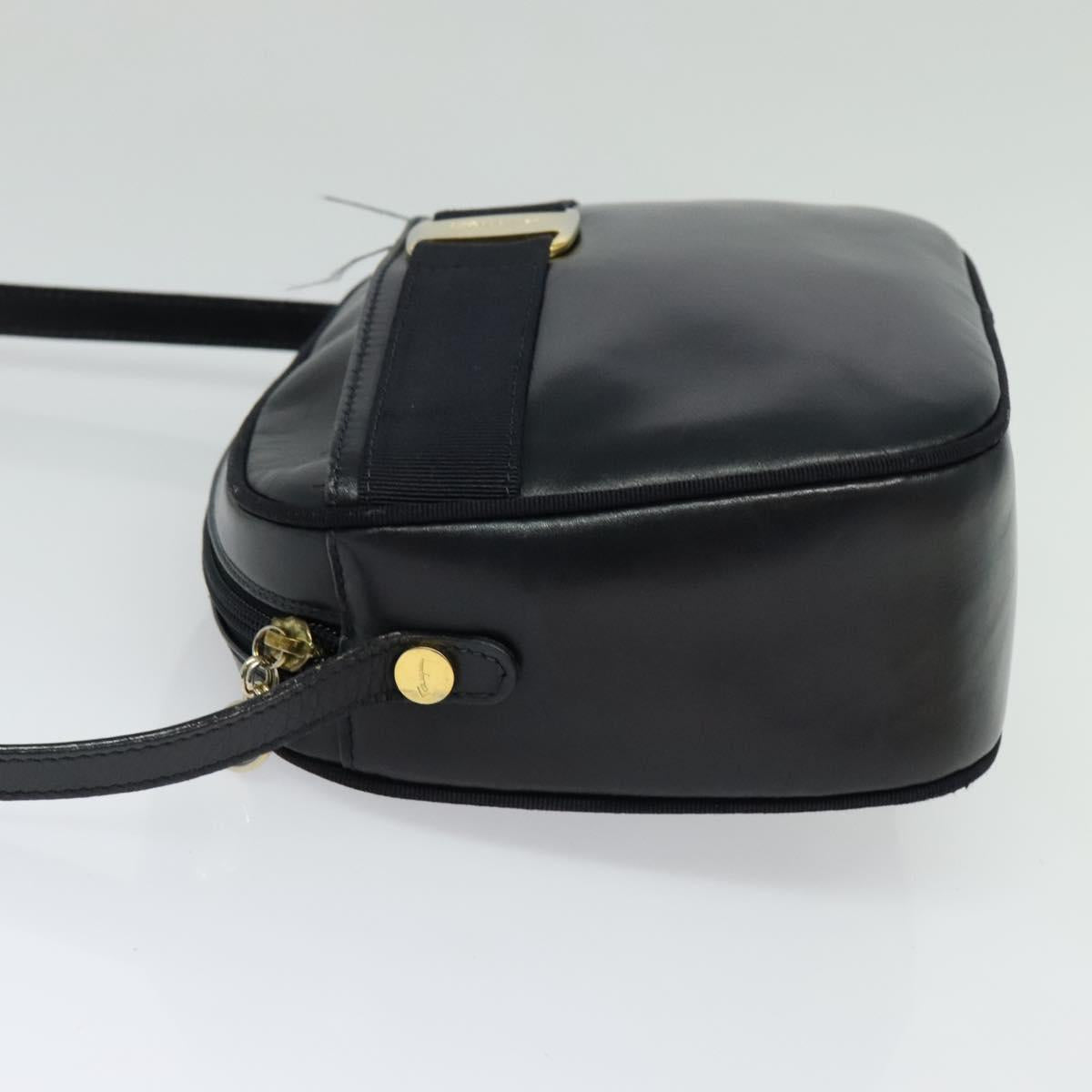 Salvatore Ferragamo Shoulder Bag Leather Navy Gold Auth BA2525