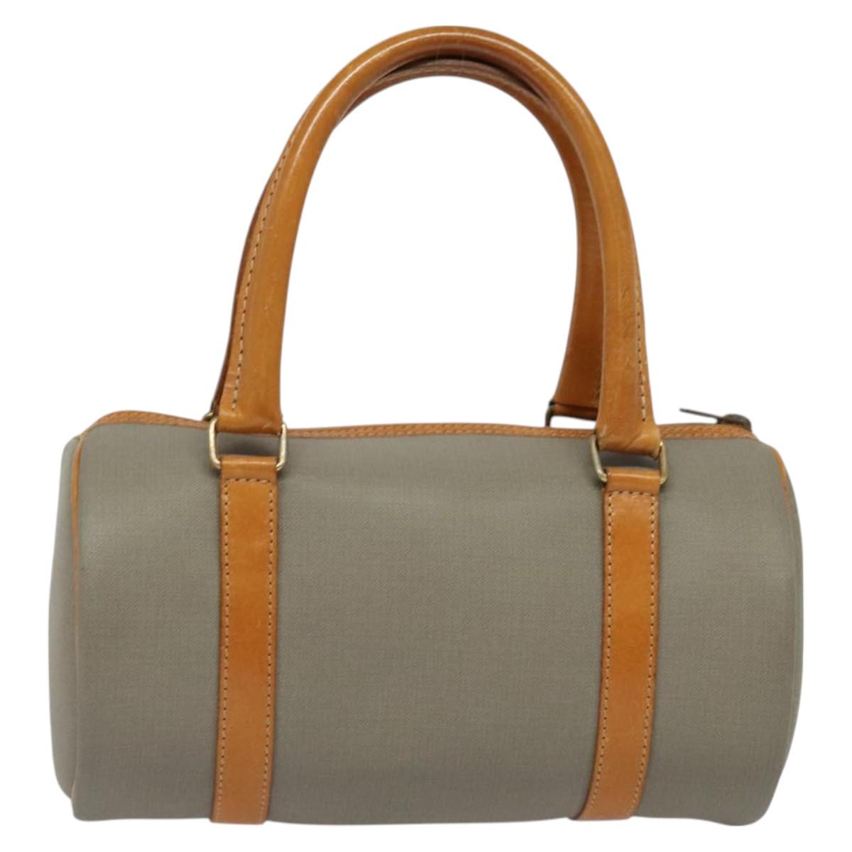 Christian Dior Hand Bag Leather PVC Gray Gold Auth BA2551