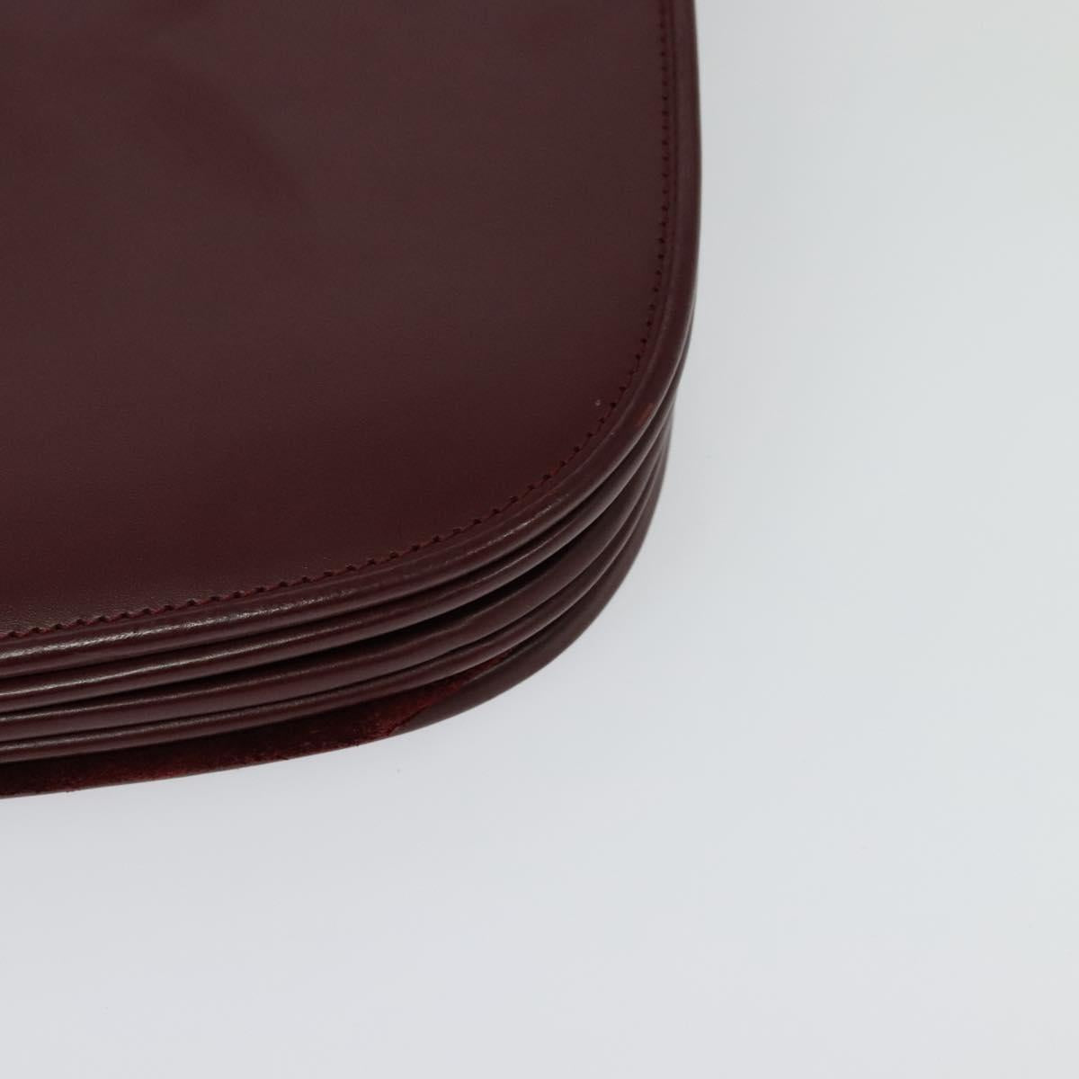 CARTIER Must Line Shoulder Bag Leather Bordeaux Gold Auth BA2553