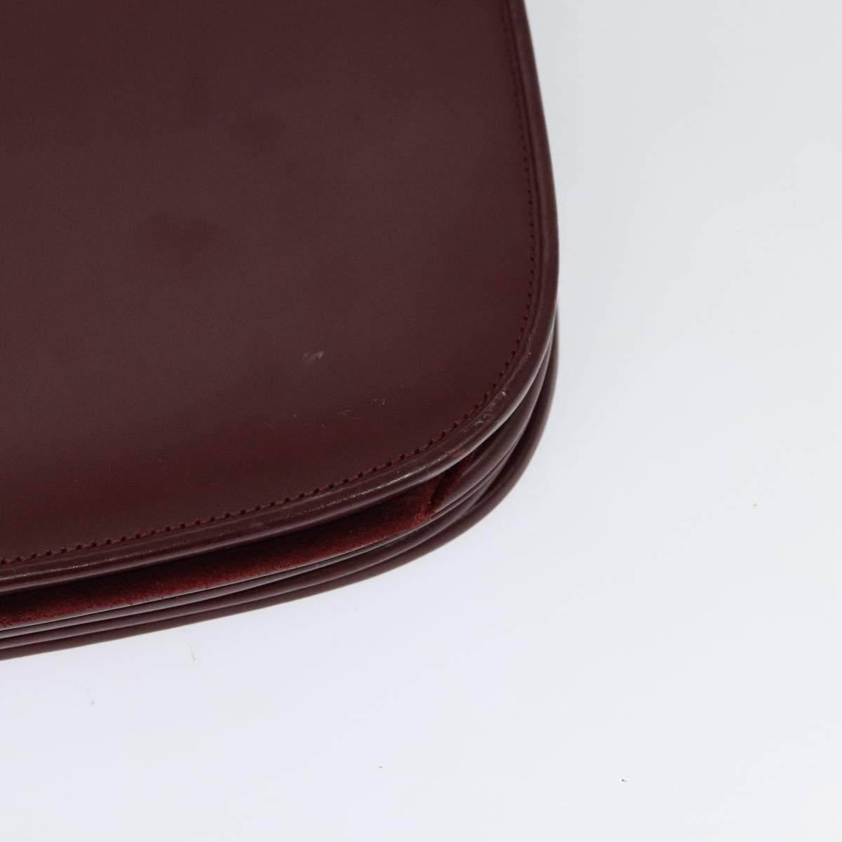 CARTIER Must Line Shoulder Bag Leather Bordeaux Gold Auth BA2553