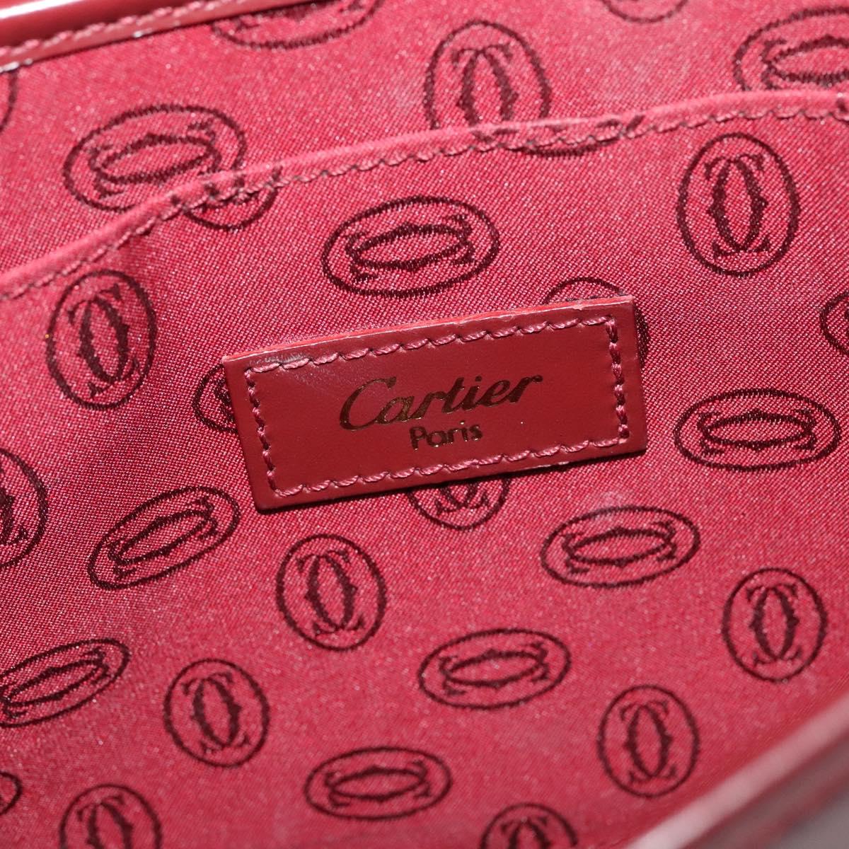 CARTIER Must Line Shoulder Bag Leather Bordeaux Gold Auth BA2553