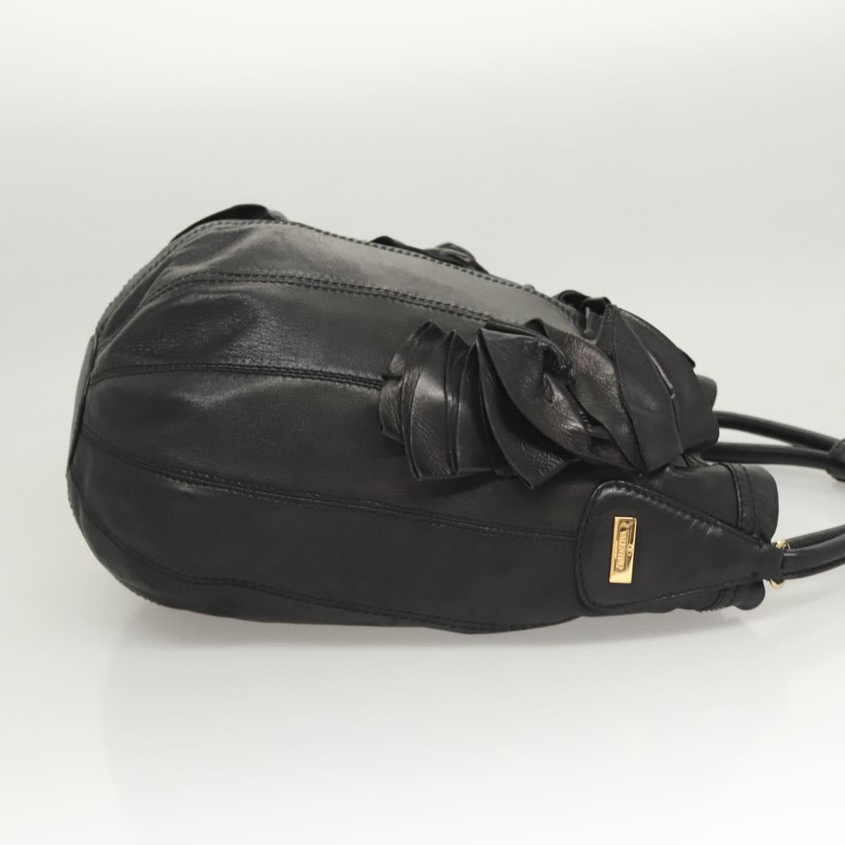 VALENTINO Shoulder Bag Leather Black Gold Auth BA2556