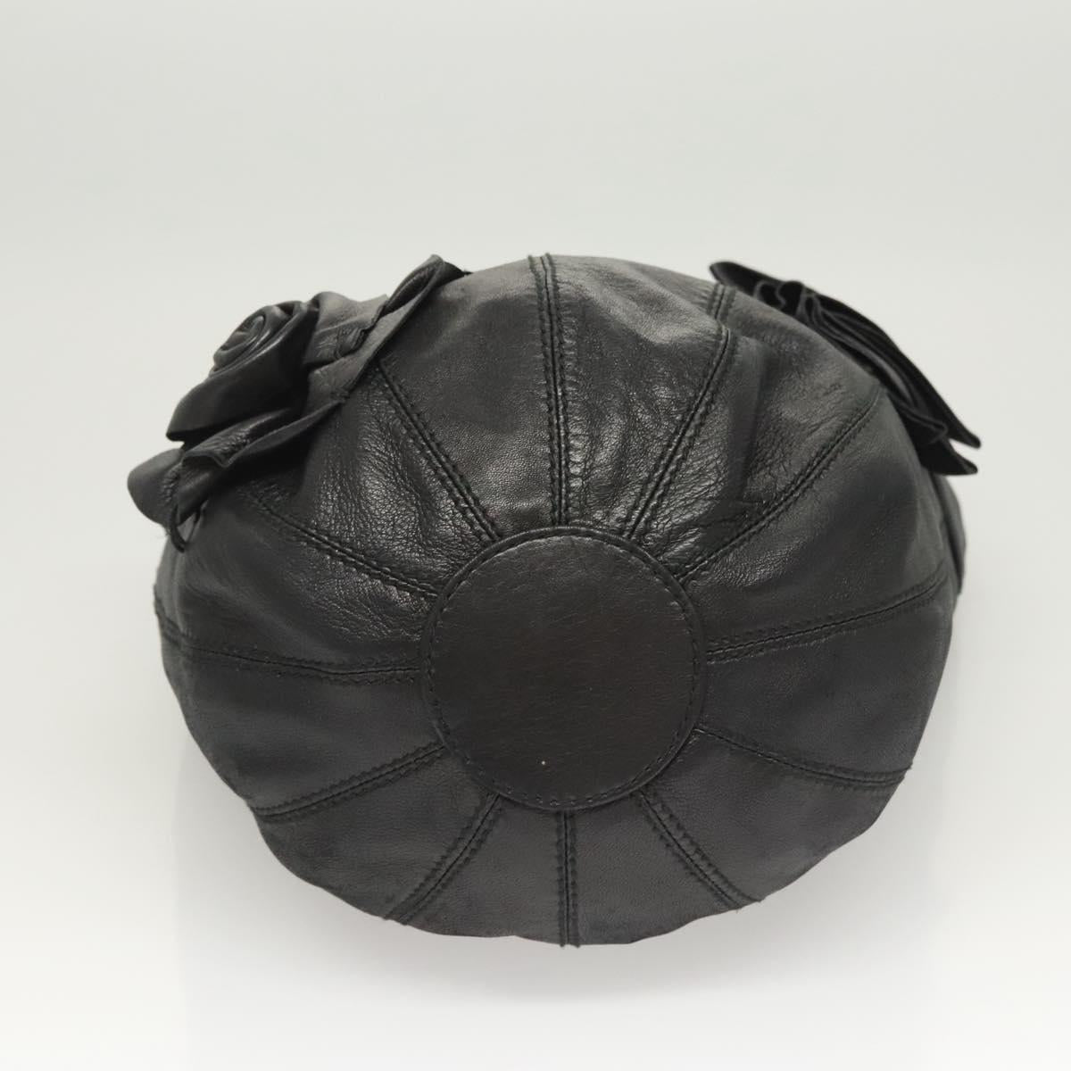 VALENTINO Shoulder Bag Leather Black Gold Auth BA2556