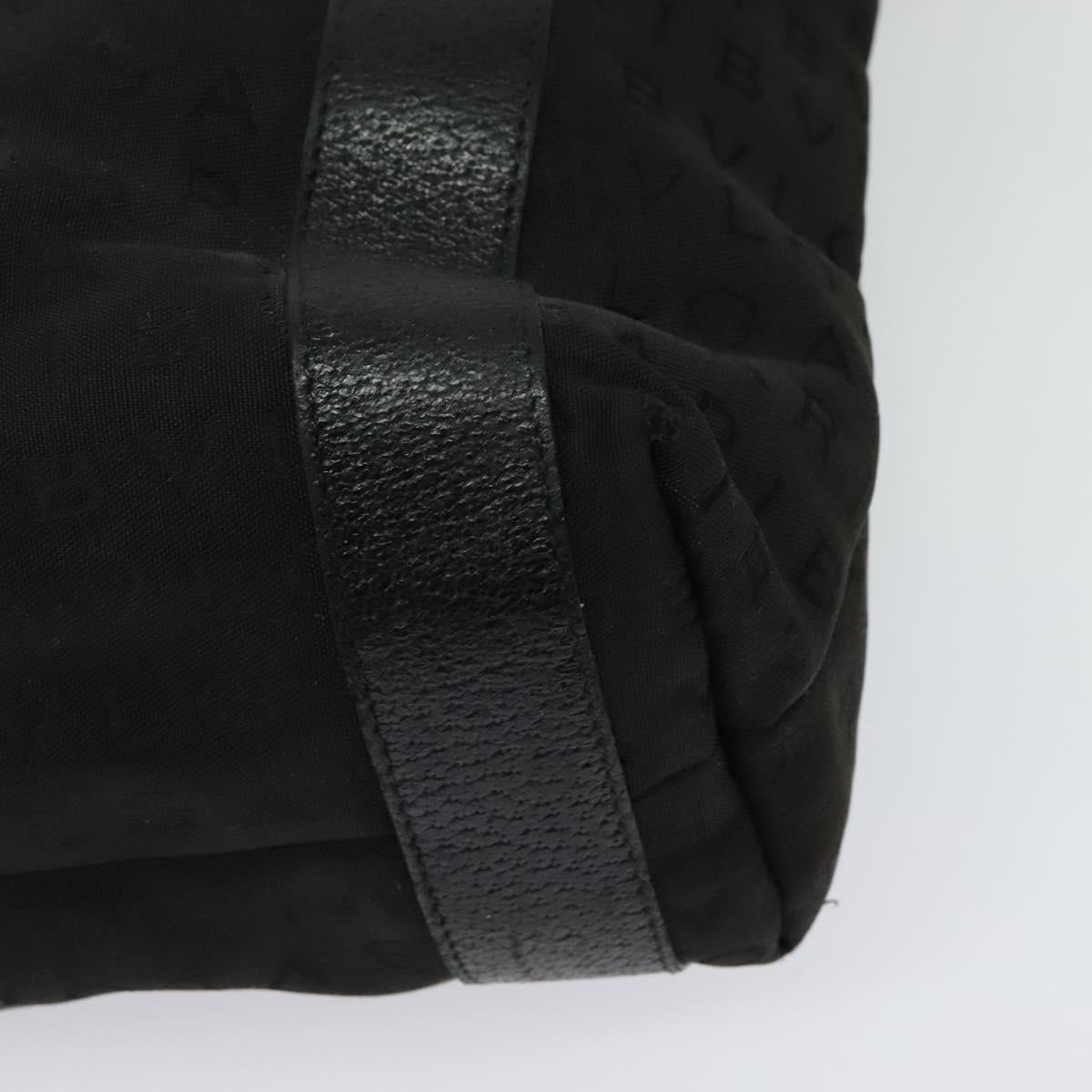 BVLGARI Logo Mania Tote Bag Canvas Black Silver Auth BA2558