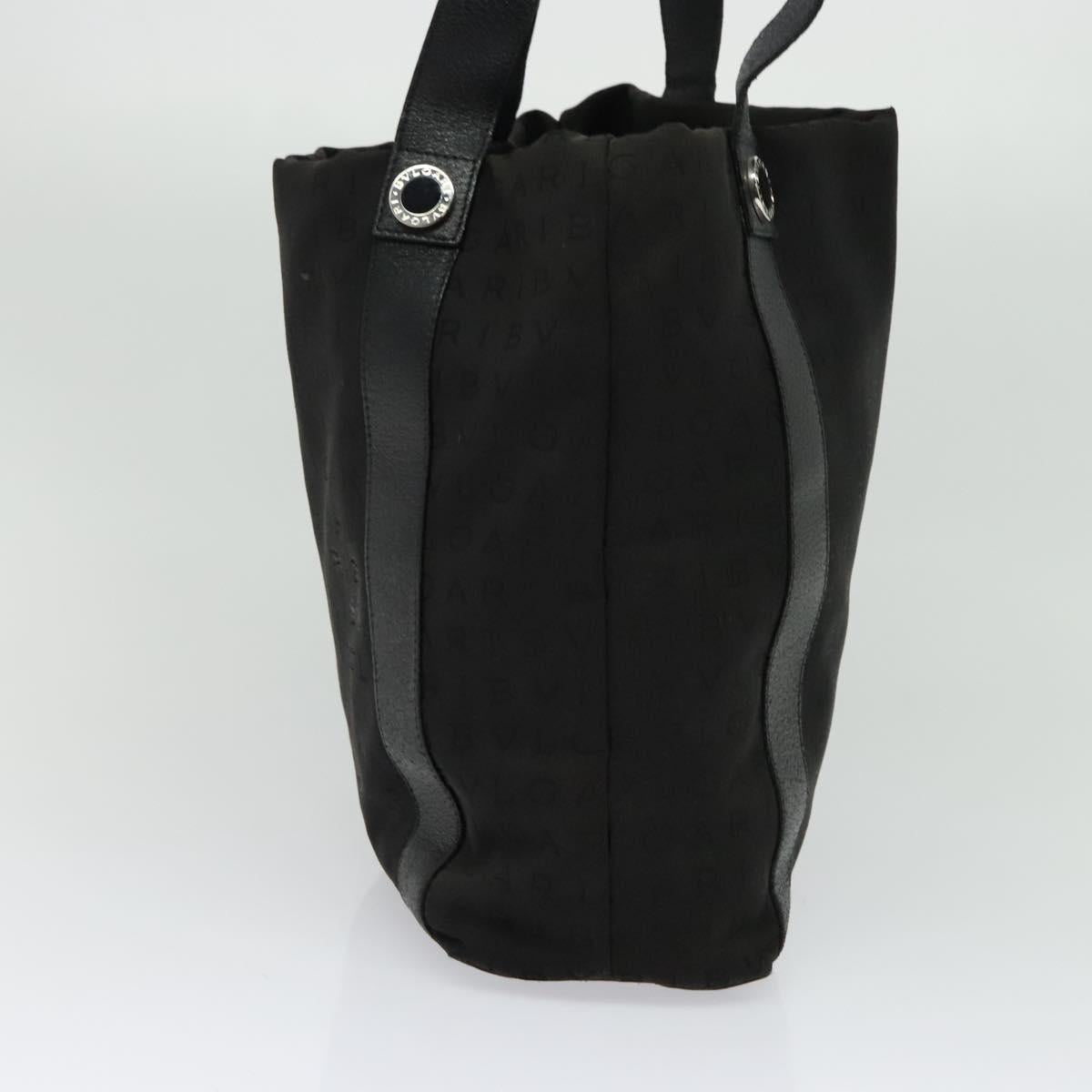 BVLGARI Logo Mania Tote Bag Canvas Black Silver Auth BA2558