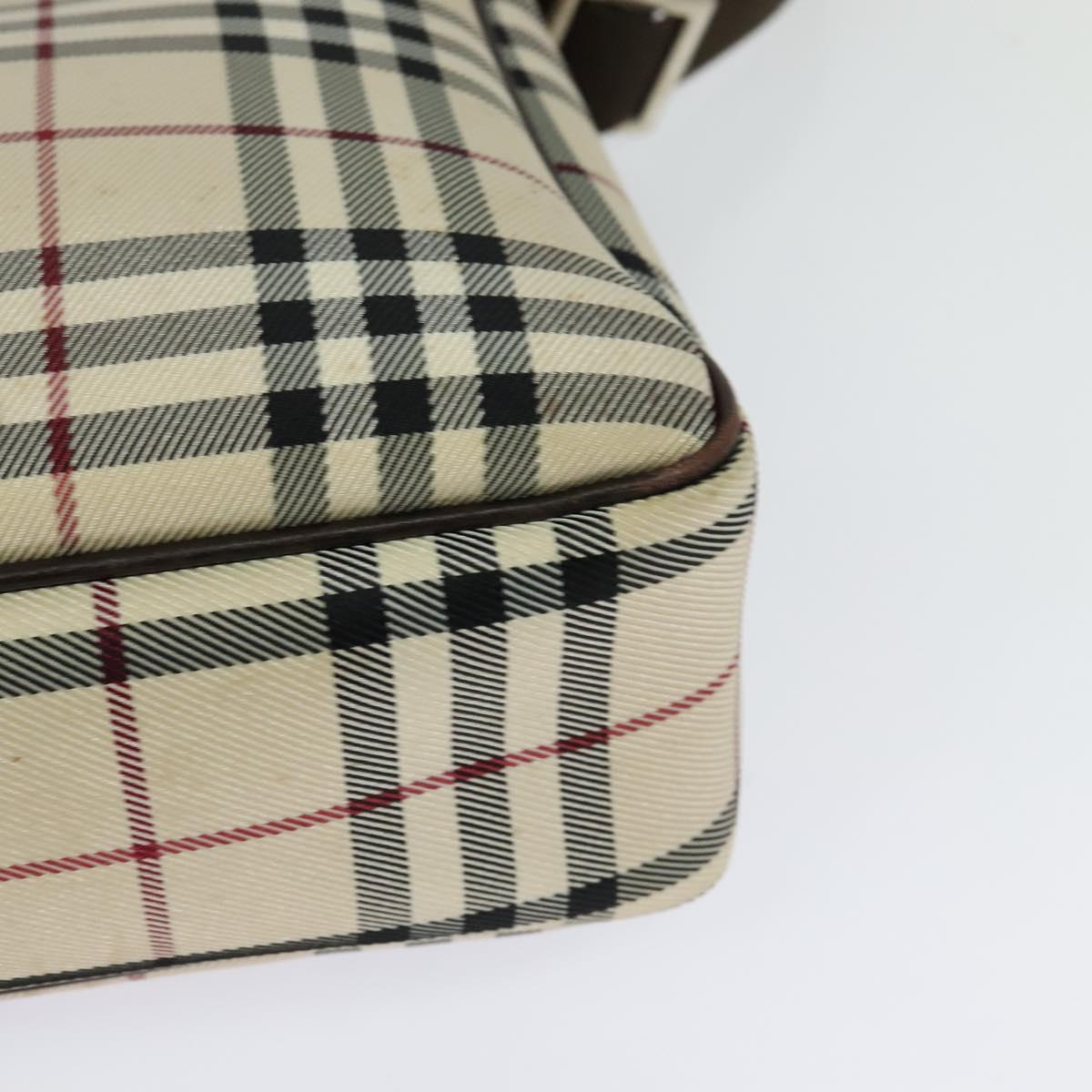 BURBERRY Nova Check Shoulder Bag Canvas Beige Silver Auth BA2560