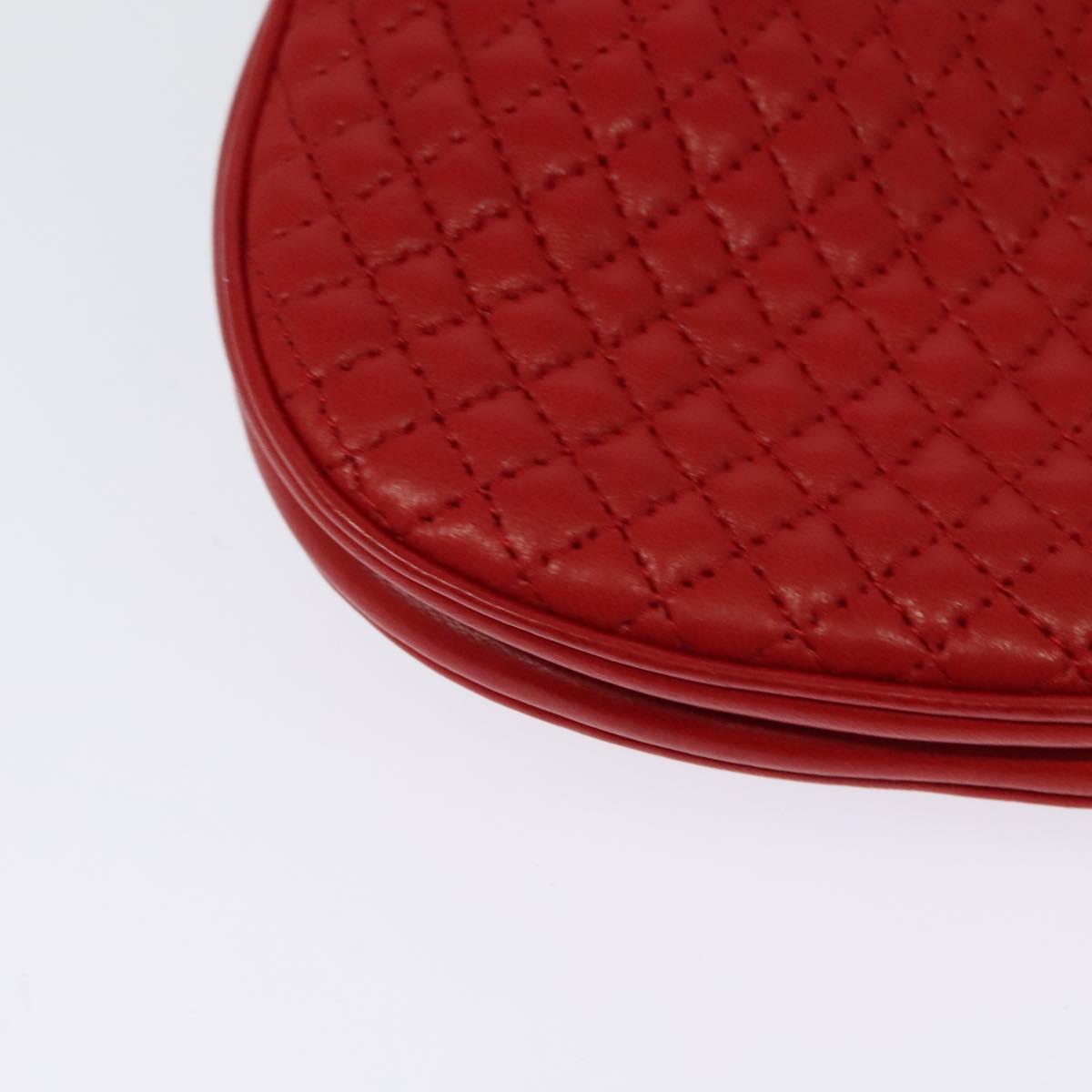 BALLY Chain Shoulder Bag Leather Red Gold Auth BA2568