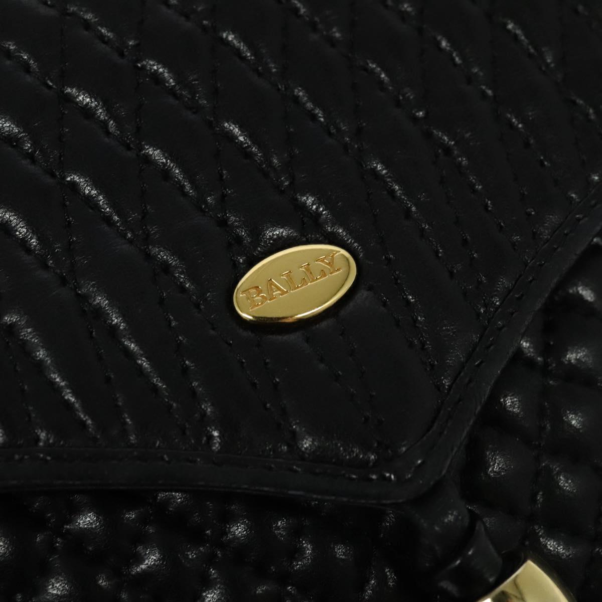 BALLY Chain Shoulder Bag Leather Black Gold Auth BA2569