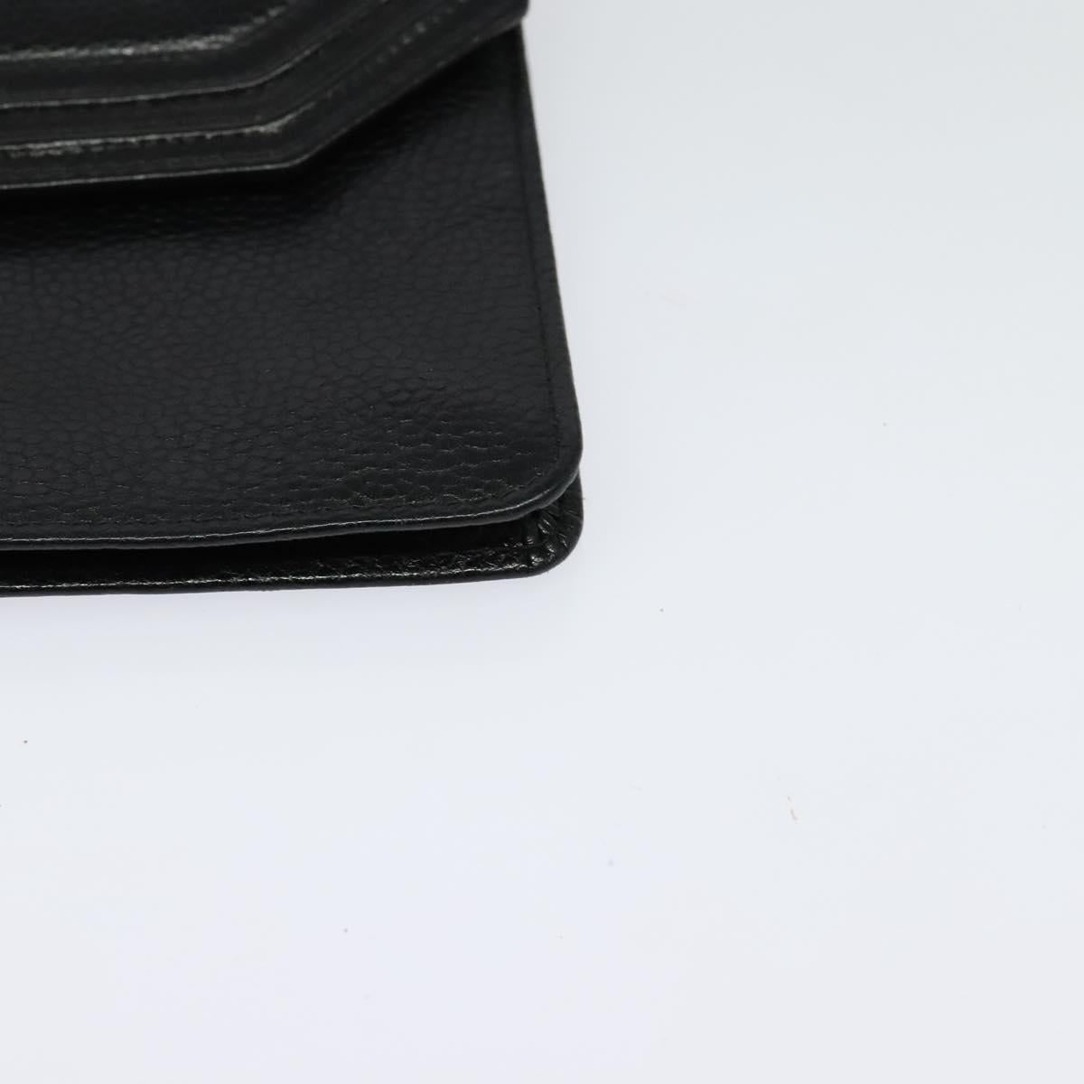 Christian Dior Chain Shoulder Bag Leather Black Gold Auth BA2581