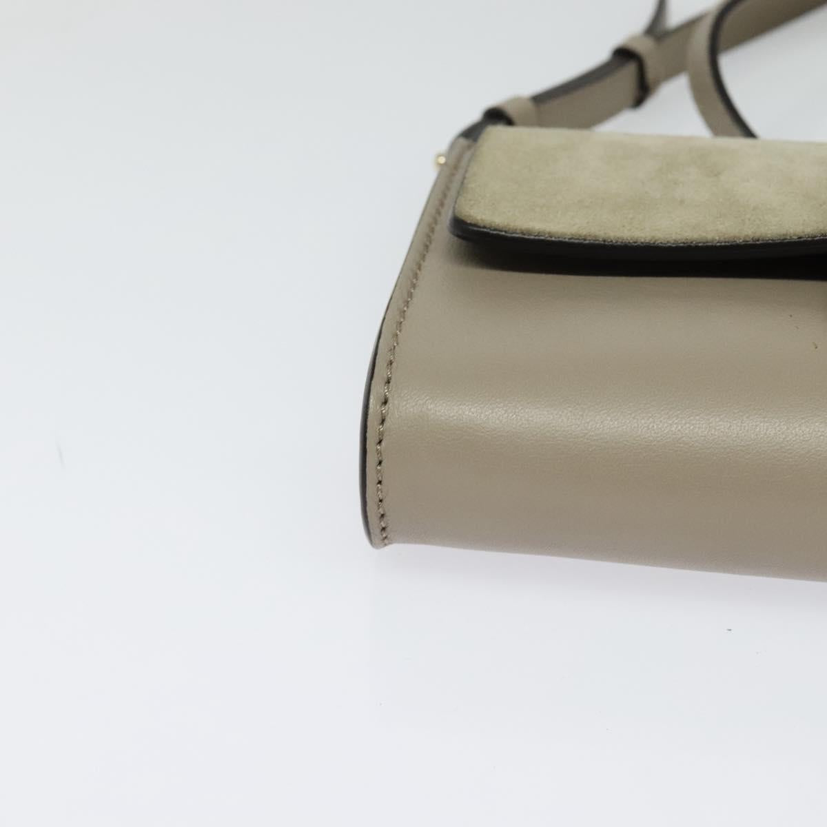 Chloe Fay Shoulder Bag Suede Leather Beige Gold Auth BA2586