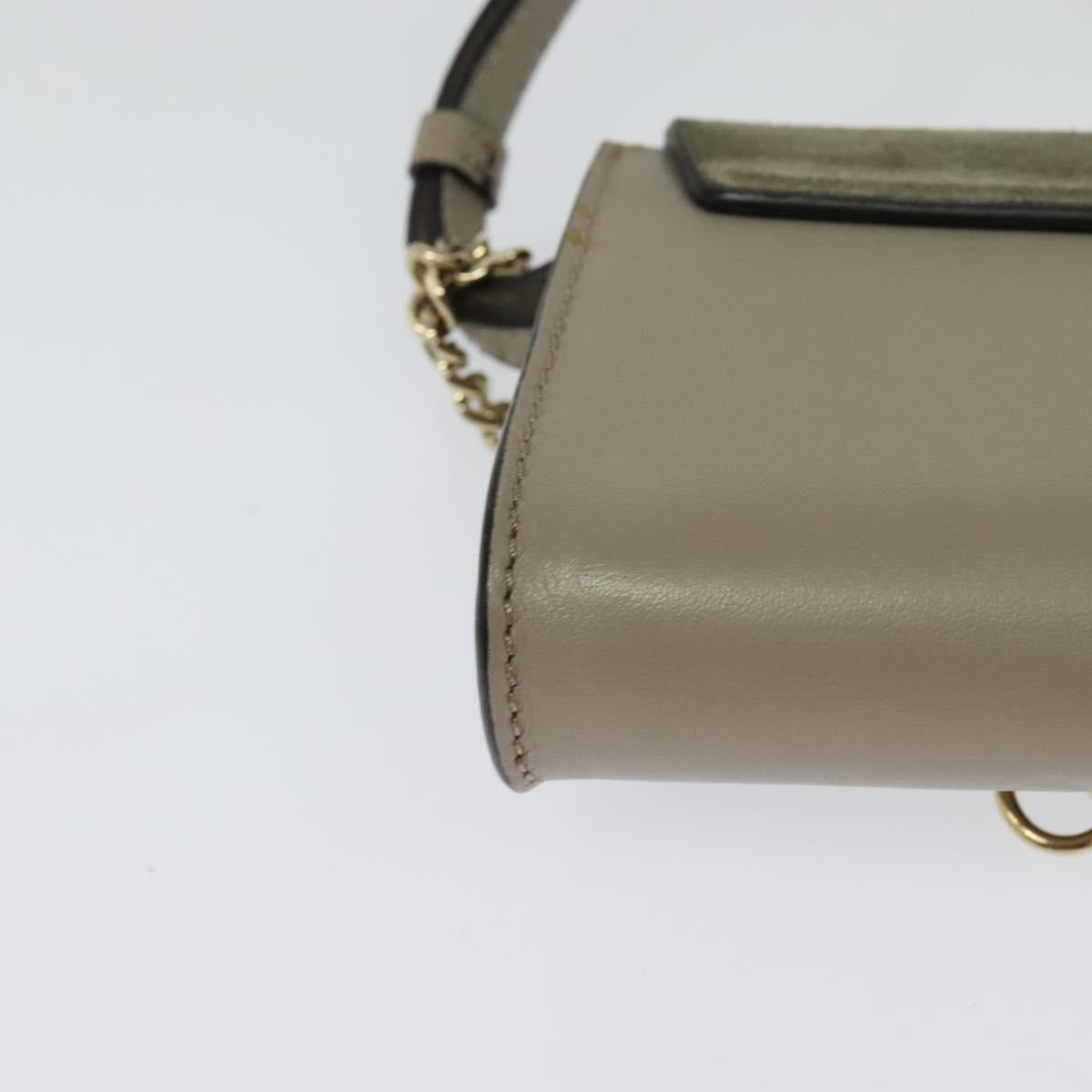 Chloe Fay Shoulder Bag Suede Leather Beige Gold Auth BA2586