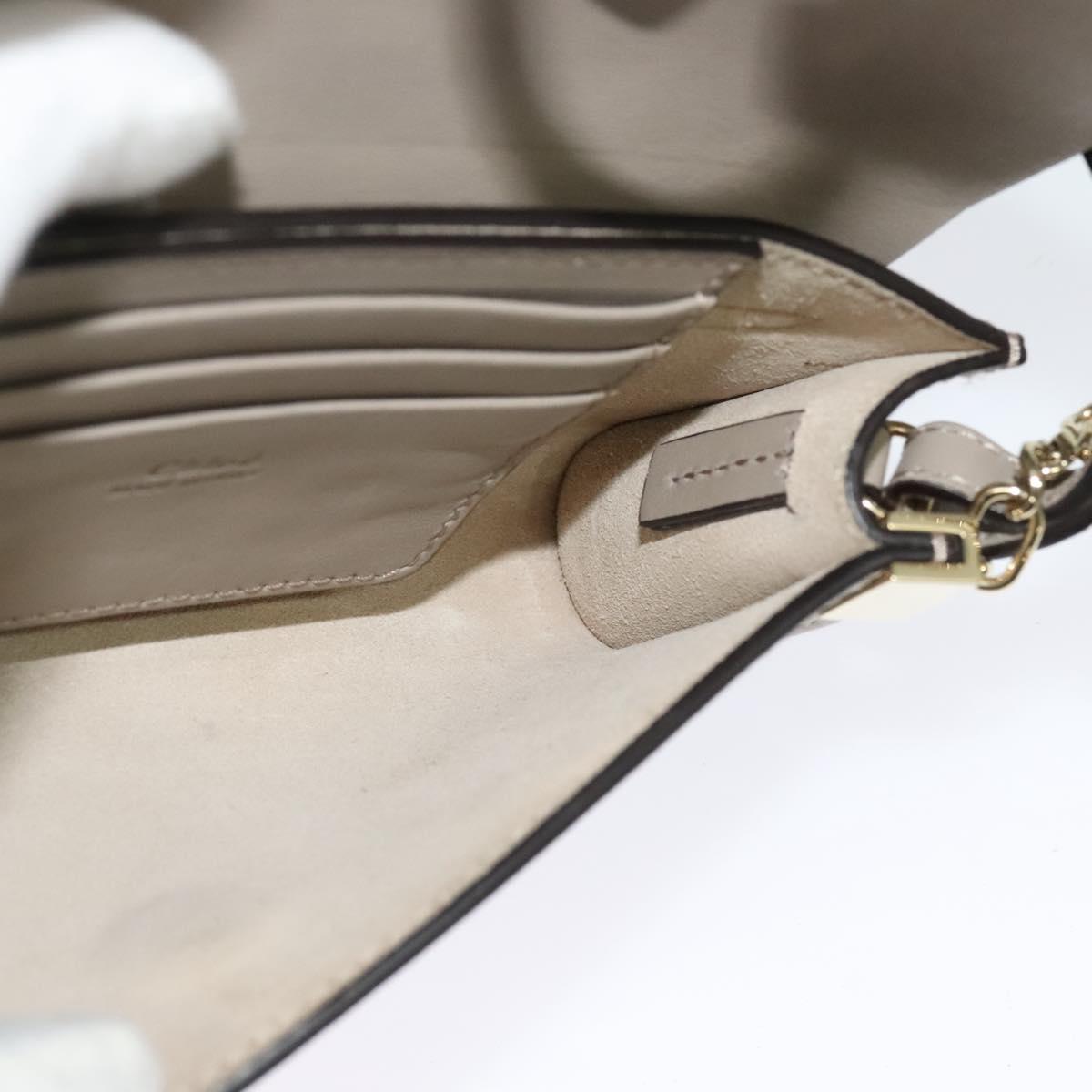 Chloe Fay Shoulder Bag Suede Leather Beige Gold Auth BA2586