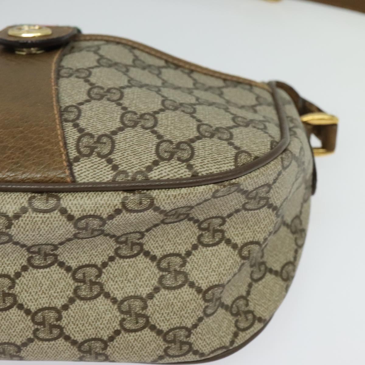 GUCCI GG Supreme Web Sherry Line Bag PVC Beige Gold 89 02 032 Auth BA2611