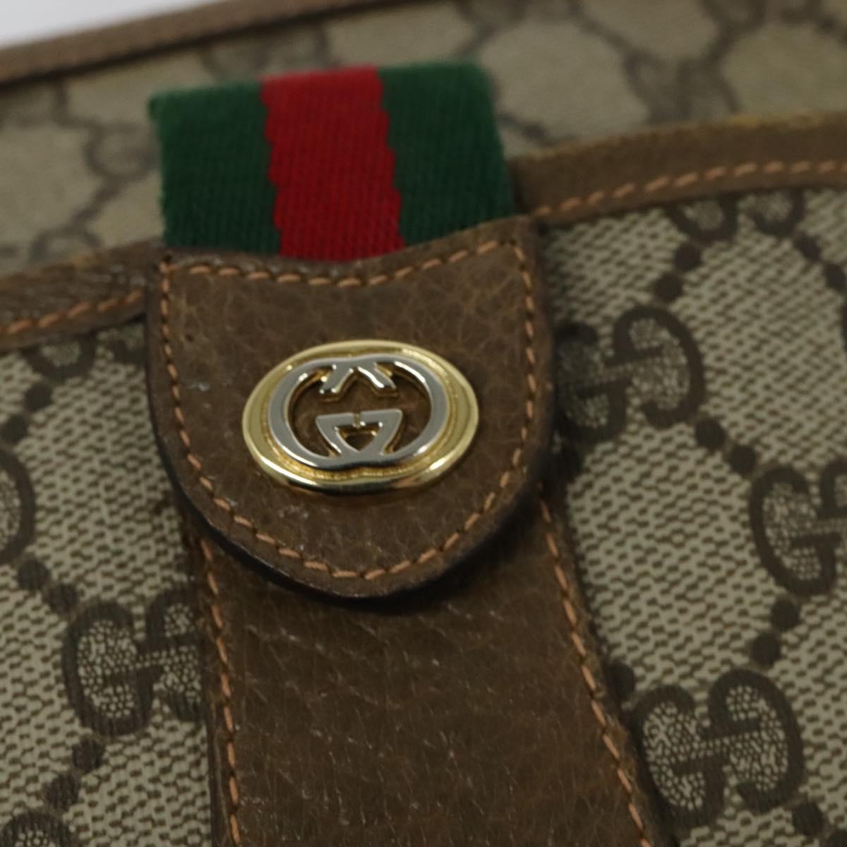 GUCCI GG Supreme Web Sherry Line Bag PVC Beige Gold 89 02 032 Auth BA2611