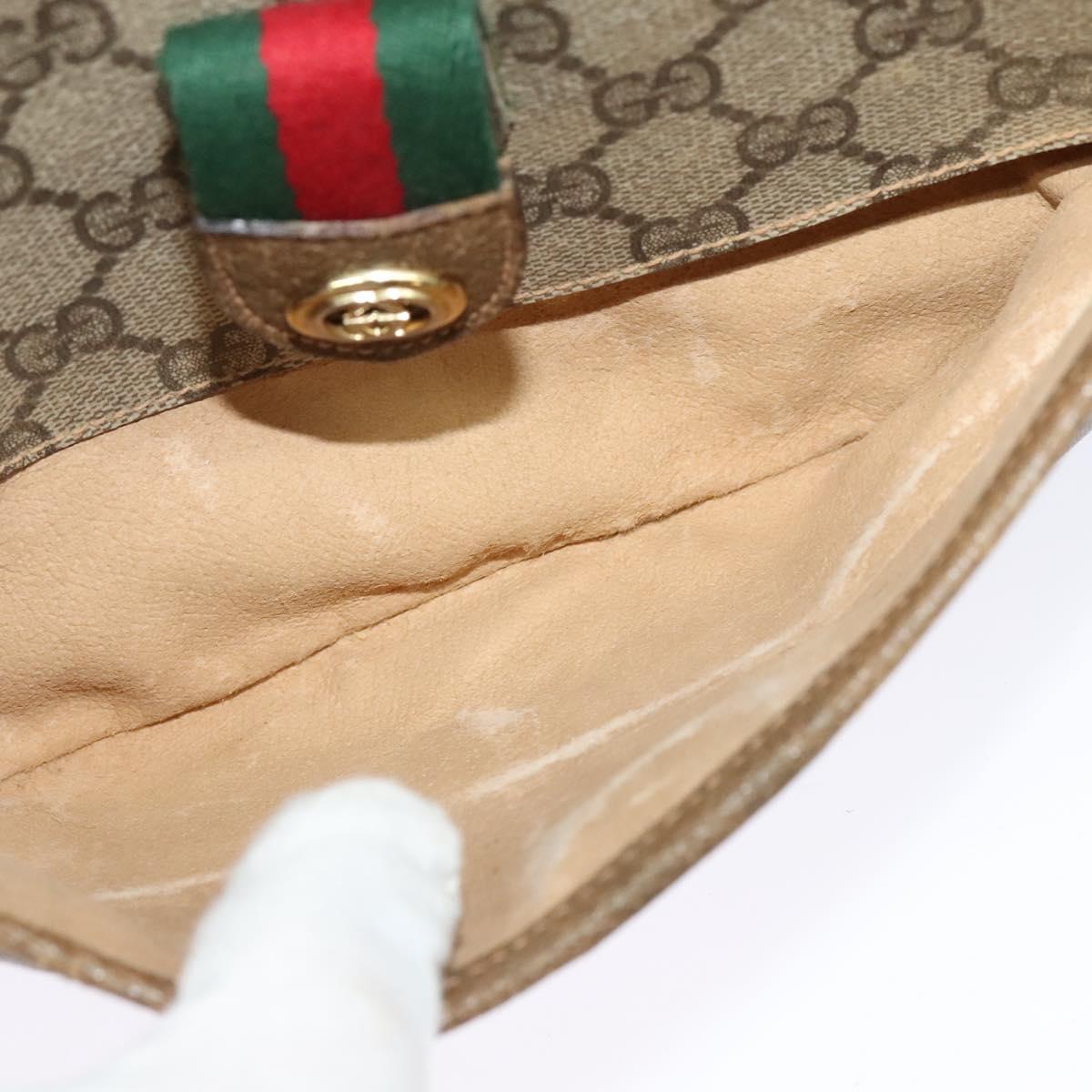 GUCCI GG Supreme Web Sherry Line Bag PVC Beige Gold 89 02 032 Auth BA2611