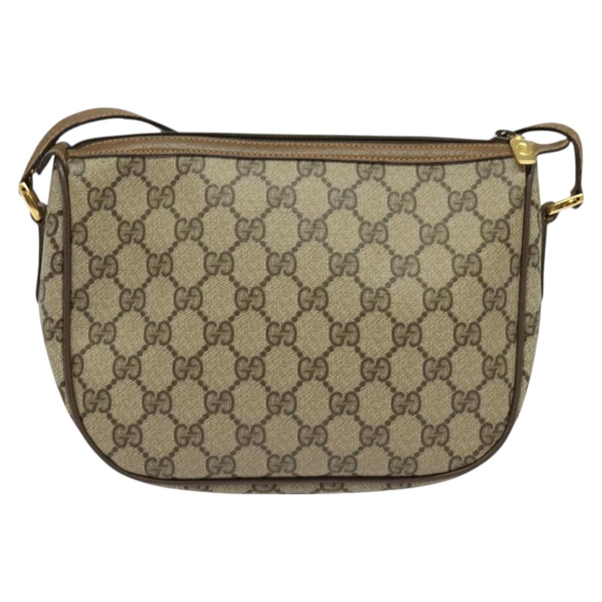 GUCCI GG Supreme Web Sherry Line Bag PVC Beige Gold 89 02 032 Auth BA2611