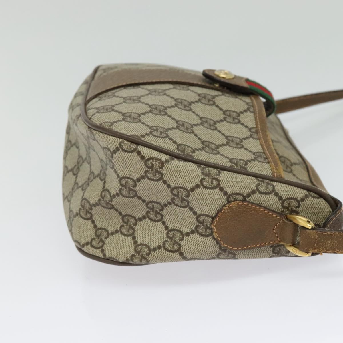 GUCCI GG Supreme Web Sherry Line Bag PVC Beige Gold 89 02 032 Auth BA2611