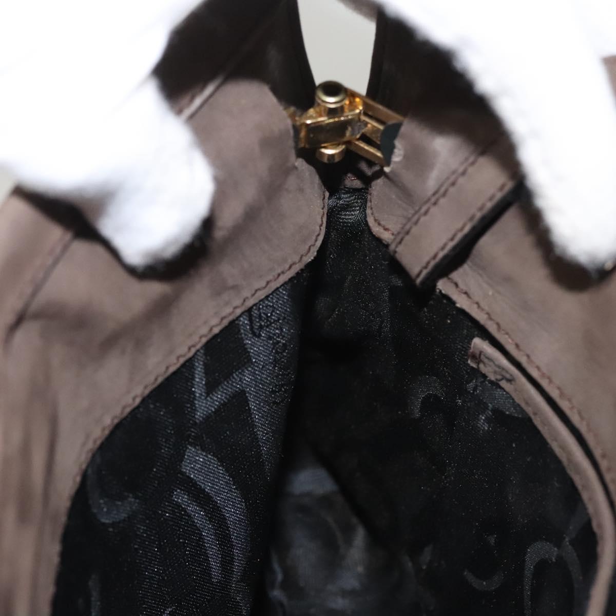 Salvatore Ferragamo Shoulder Bag Suede Brown Gold Auth BA2629