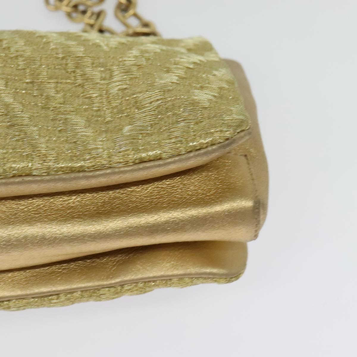 Salvatore Ferragamo Vala Chain Shoulder Bag Leather Gold Auth BA2630