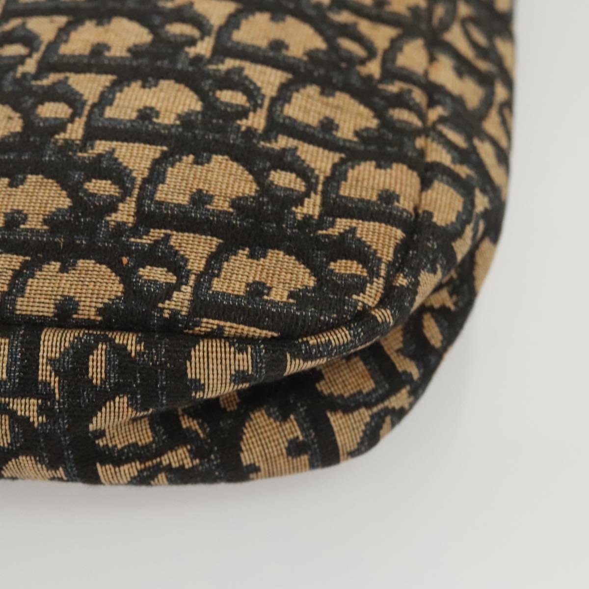 Christian Dior Trotter Canvas Shoulder Bag Navy Gold Auth BA2631