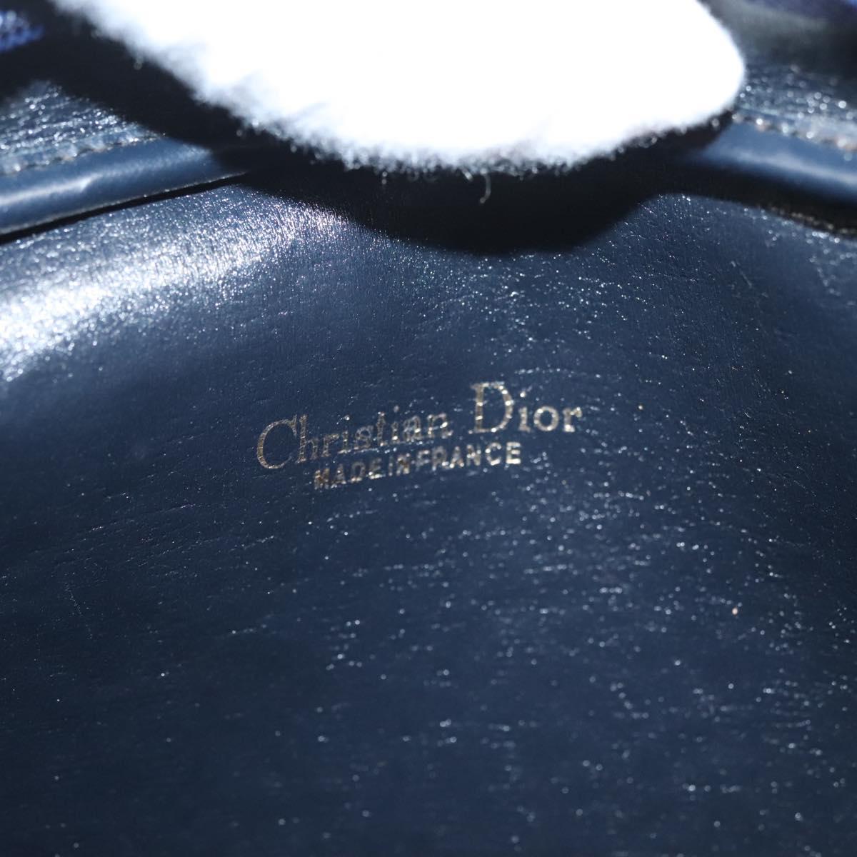 Christian Dior Trotter Canvas Shoulder Bag Navy Gold Auth BA2631
