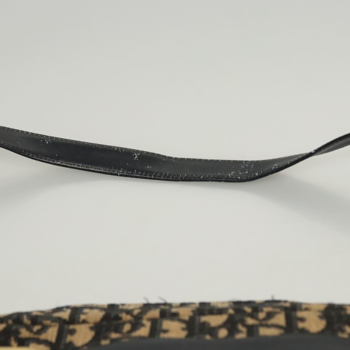 Christian Dior Trotter Canvas Shoulder Bag Navy Gold Auth BA2631