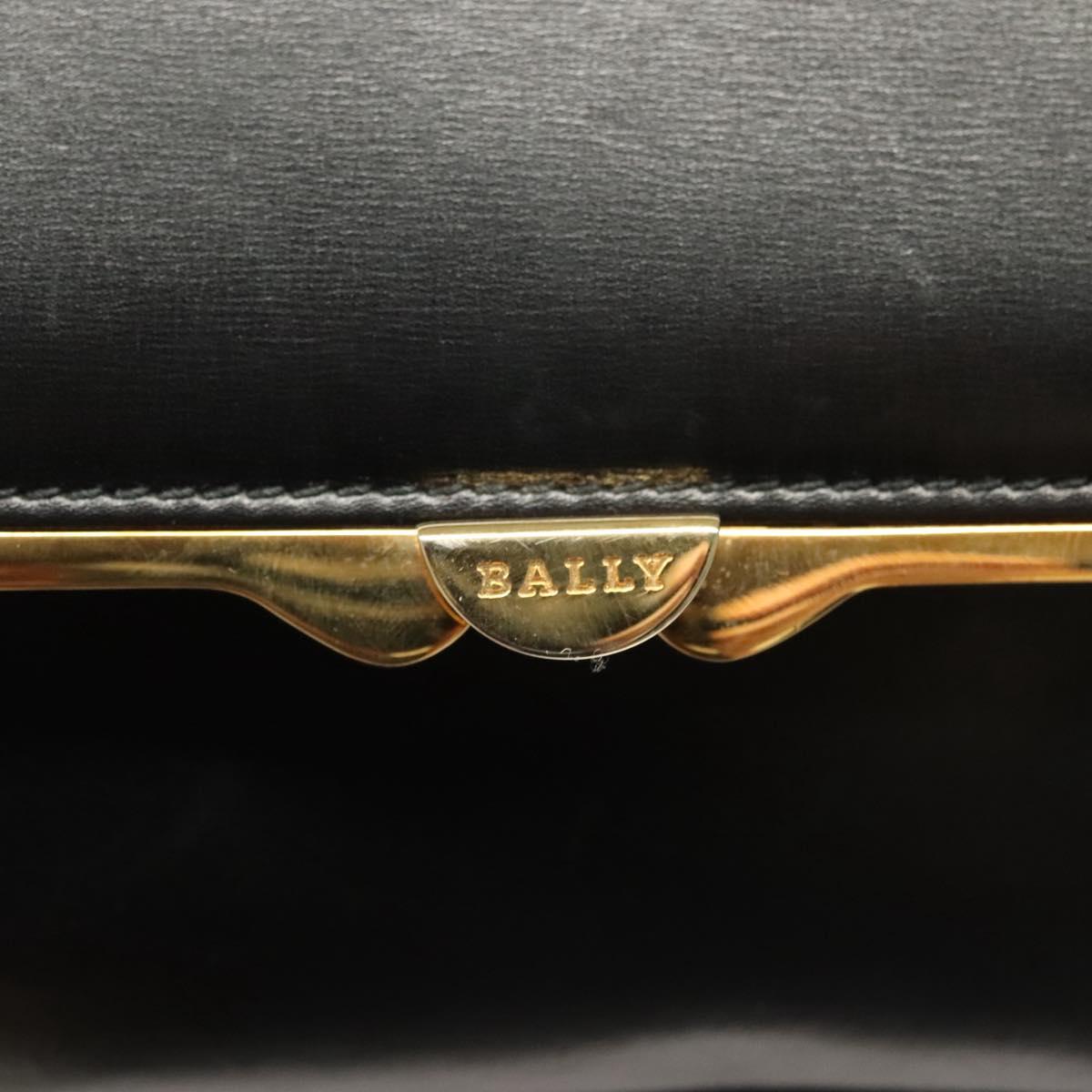 BALLY Shoulder Bag Leather Black Gold Auth BA2643
