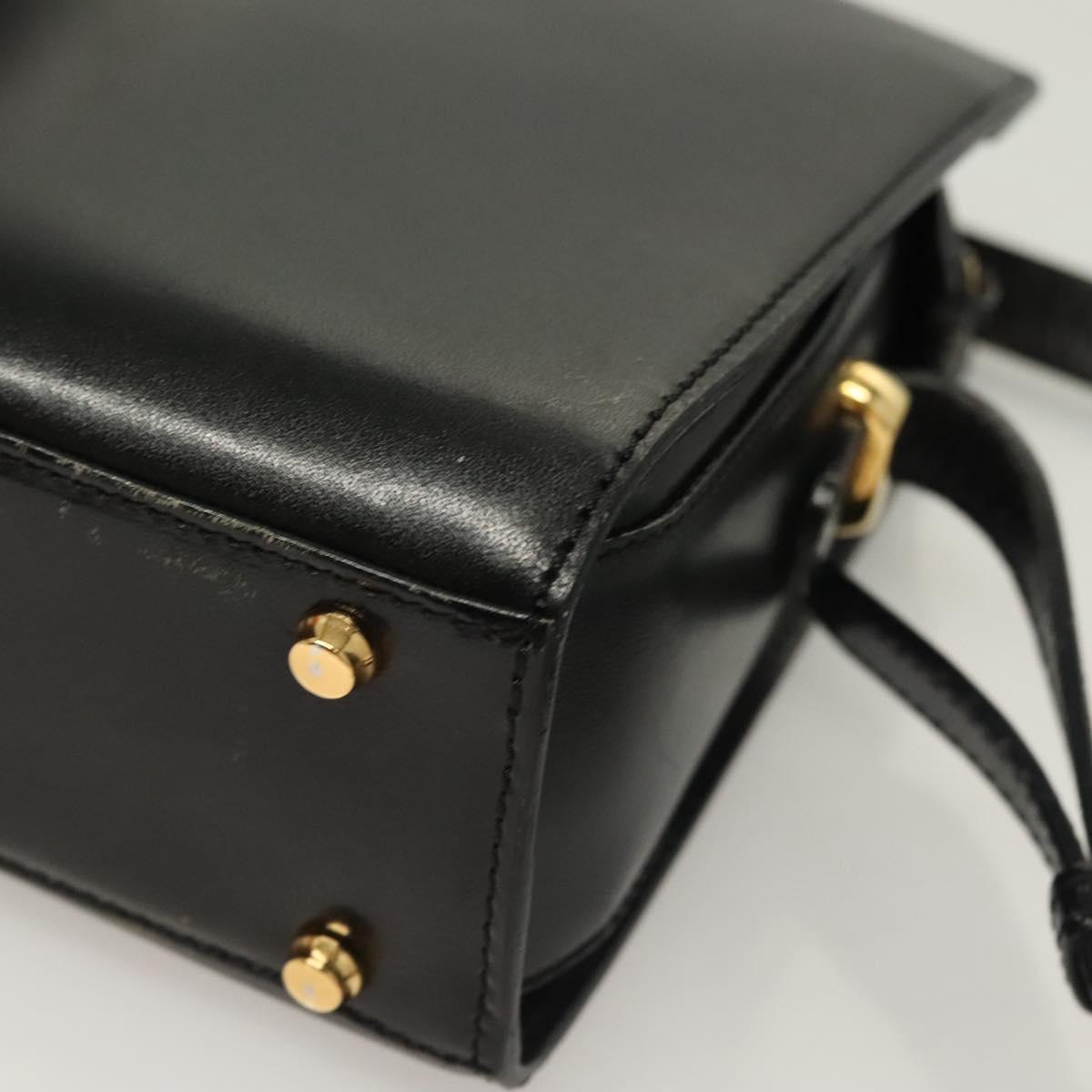 BALLY Shoulder Bag Leather Black Gold Auth BA2644