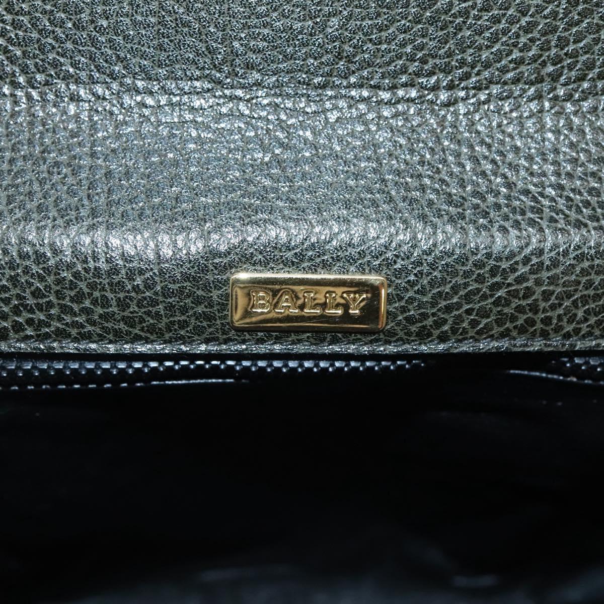 BALLY Hand Bag Leather 2way Khaki Gold Auth BA2648
