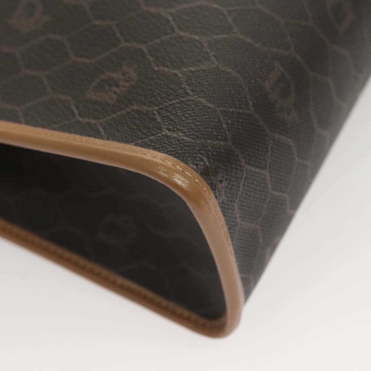 Christian Dior Honeycomb Canvas Clutch Bag PVC Black Auth BA2650