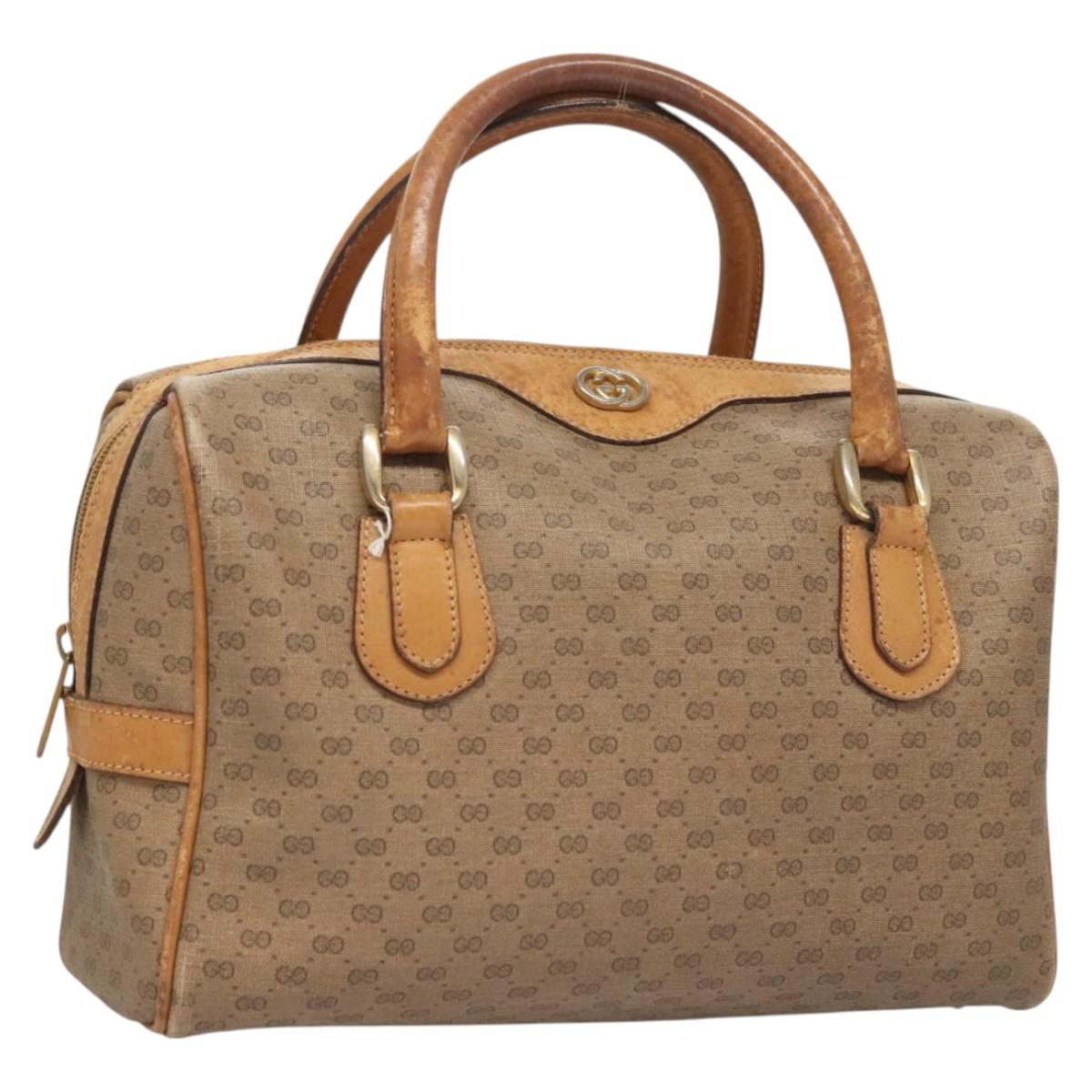 GUCCI Micro GG Supreme Hand Bag PVC Leather Brown Gold 002 101 4422 Auth BA2652