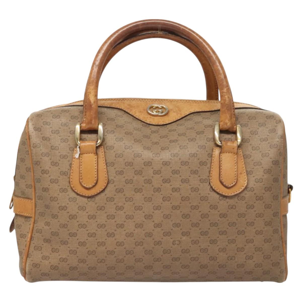 GUCCI Micro GG Supreme Hand Bag PVC Leather Brown Gold 002 101 4422 Auth BA2652