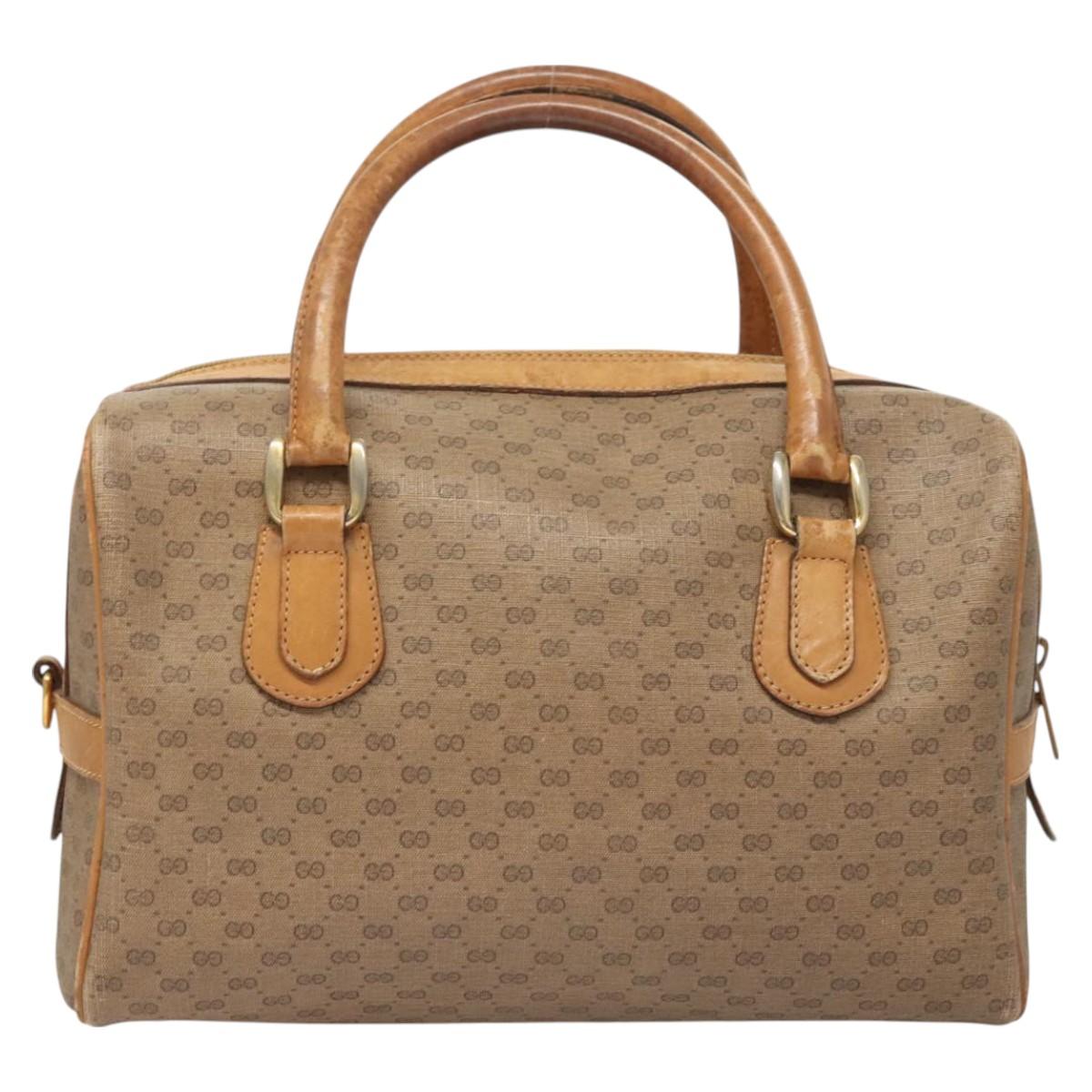 GUCCI Micro GG Supreme Hand Bag PVC Leather Brown Gold 002 101 4422 Auth BA2652