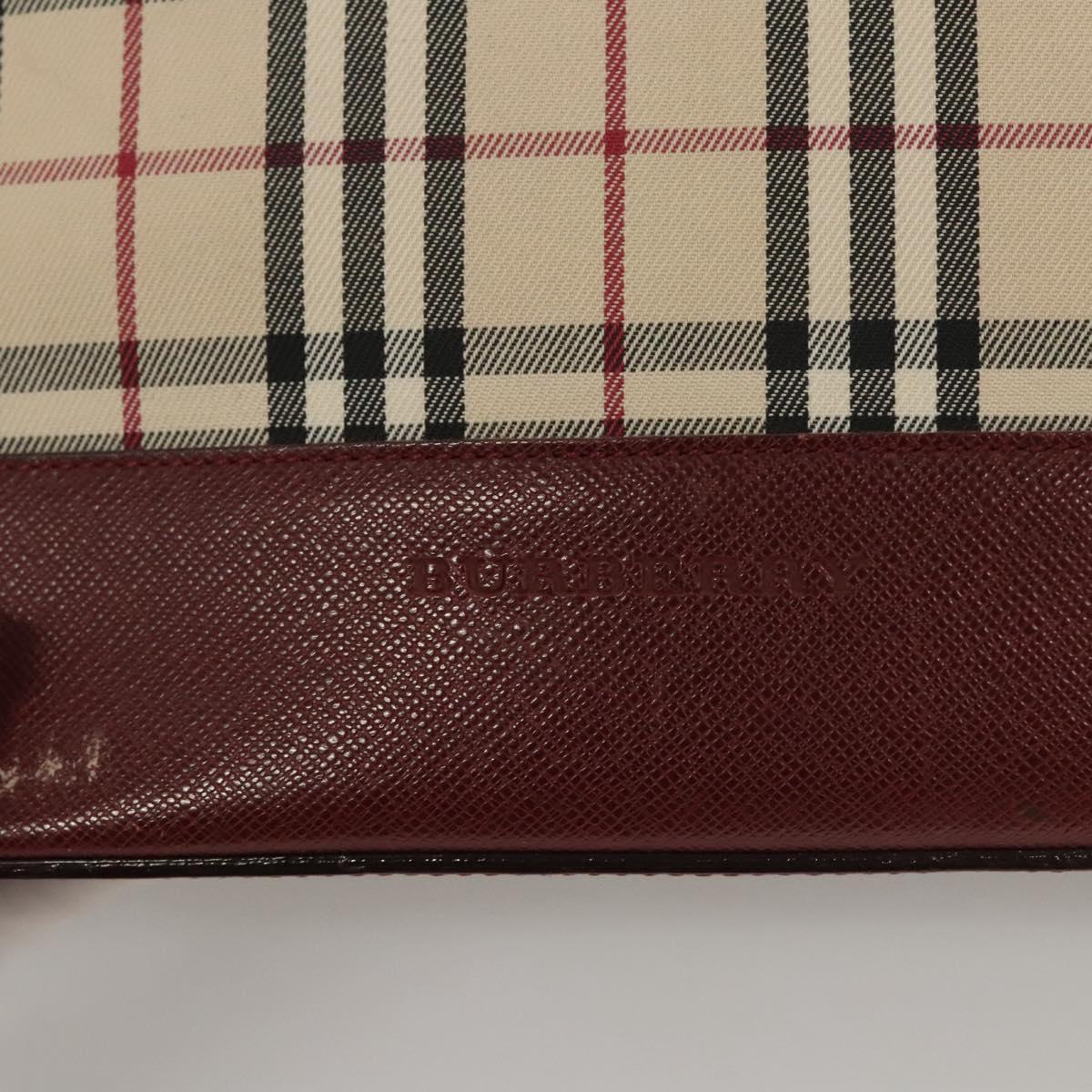 BURBERRY Nova Check Hand Bag Canvas Beige Gold Auth BA2673