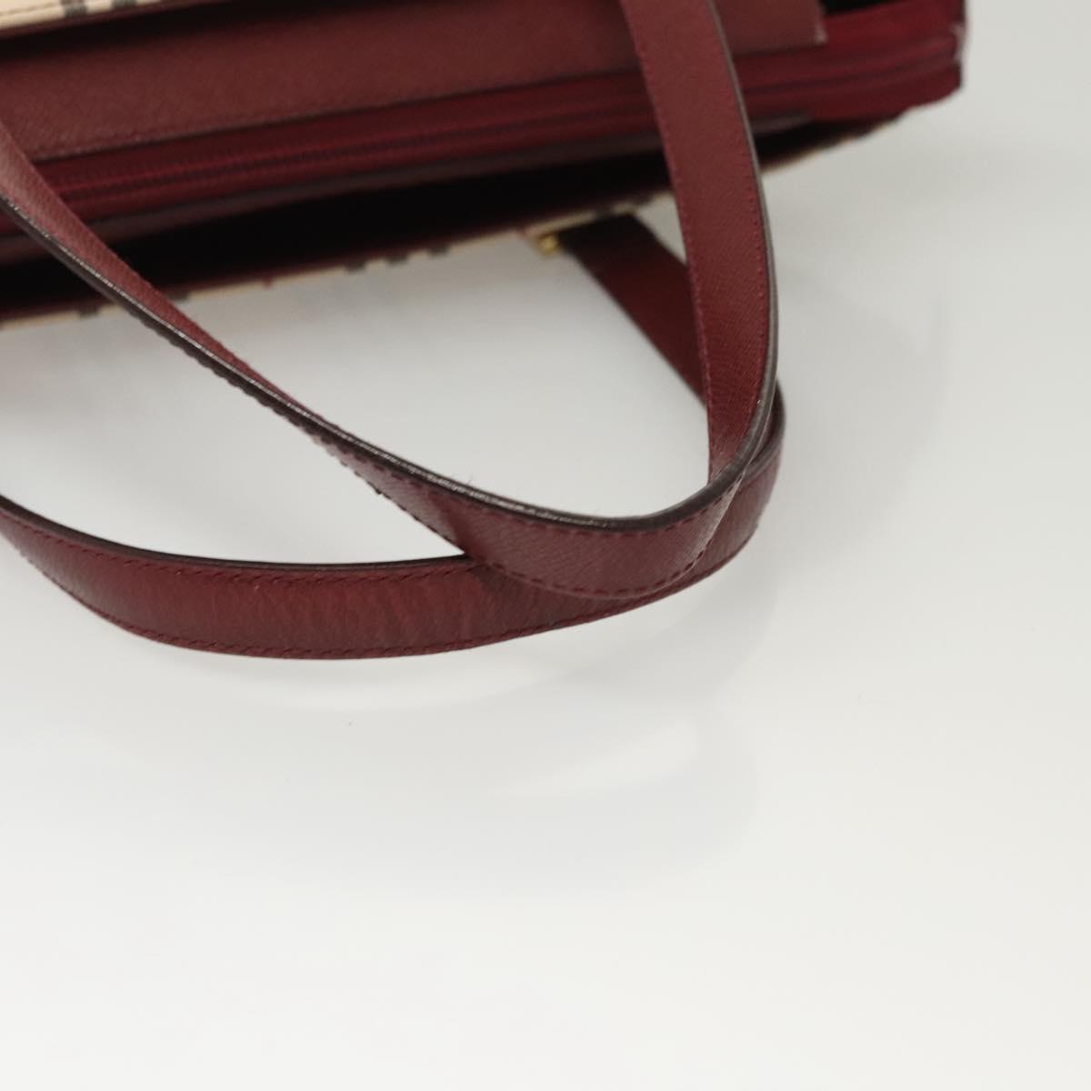 BURBERRY Nova Check Hand Bag Canvas Beige Gold Auth BA2673