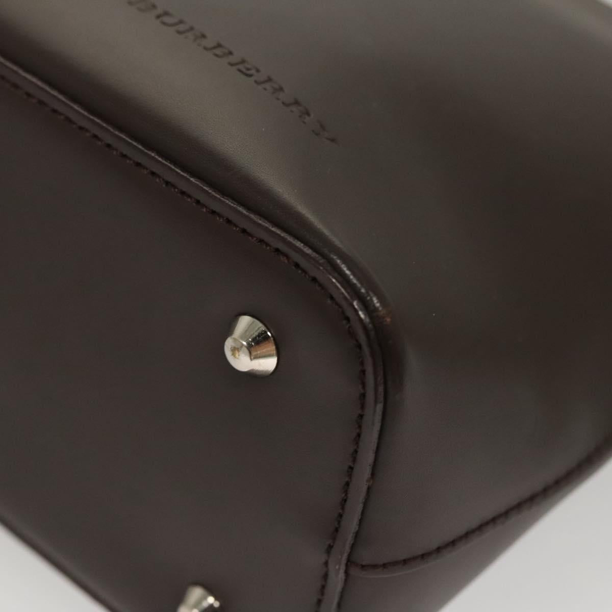 BURBERRY Shoulder Bag Leather Brown Silver Auth BA2674