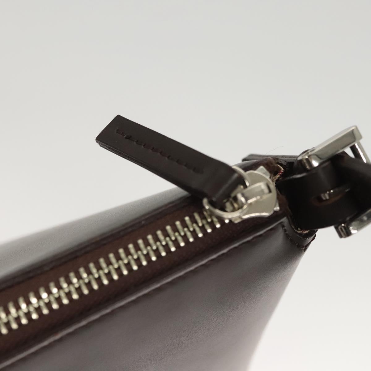 BURBERRY Shoulder Bag Leather Brown Silver Auth BA2674
